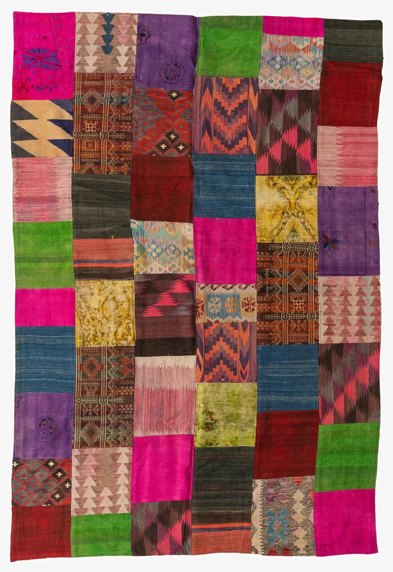  6' 8 x 9' 9  Hand Woven Kilim Patchwork Wool Rug