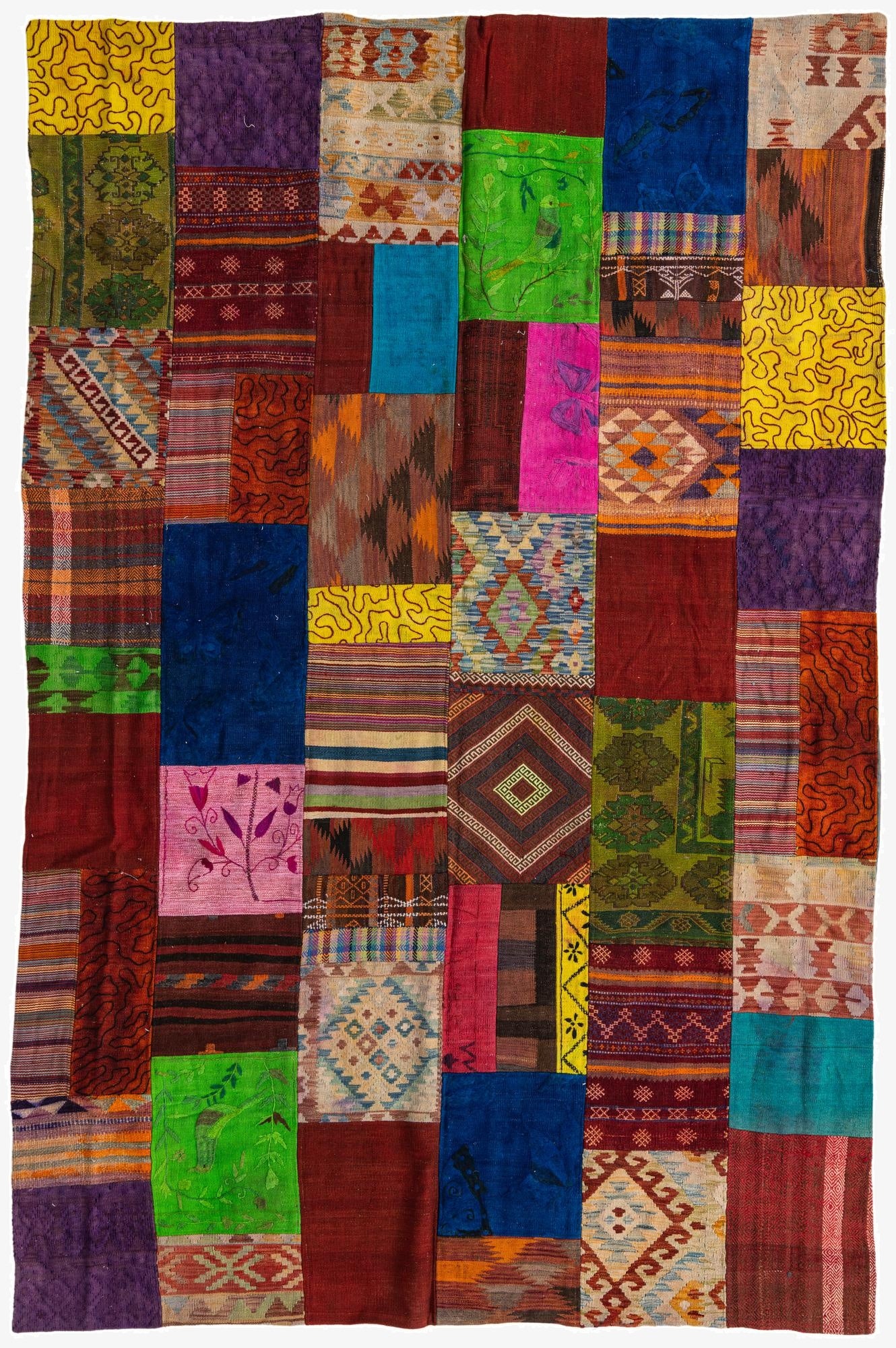  6' 7 x 9' 11  Hand Woven Kilim Patchwork Wool Rug