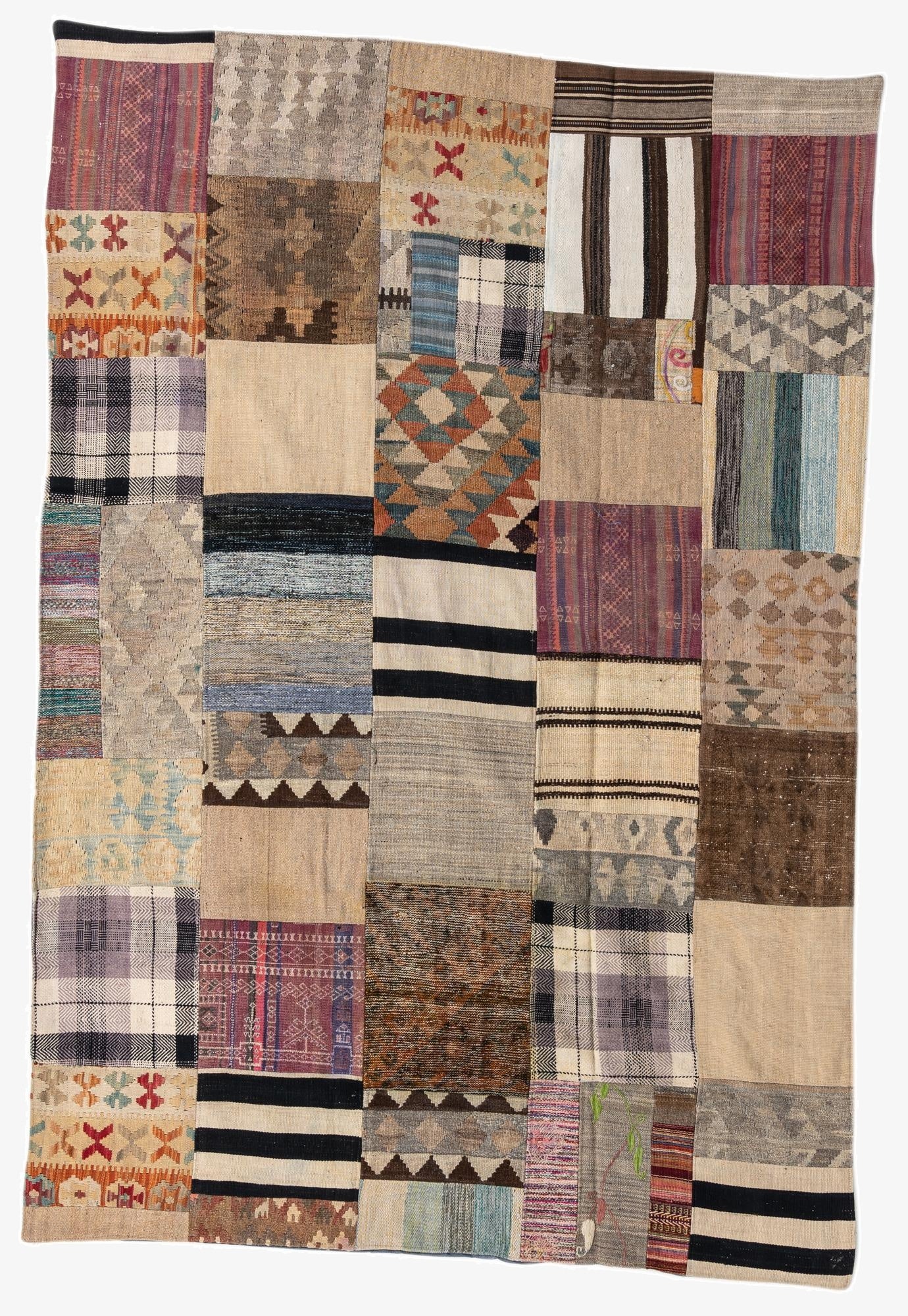  5' 5 x 7' 11  Hand Woven Kilim Patchwork Wool Rug