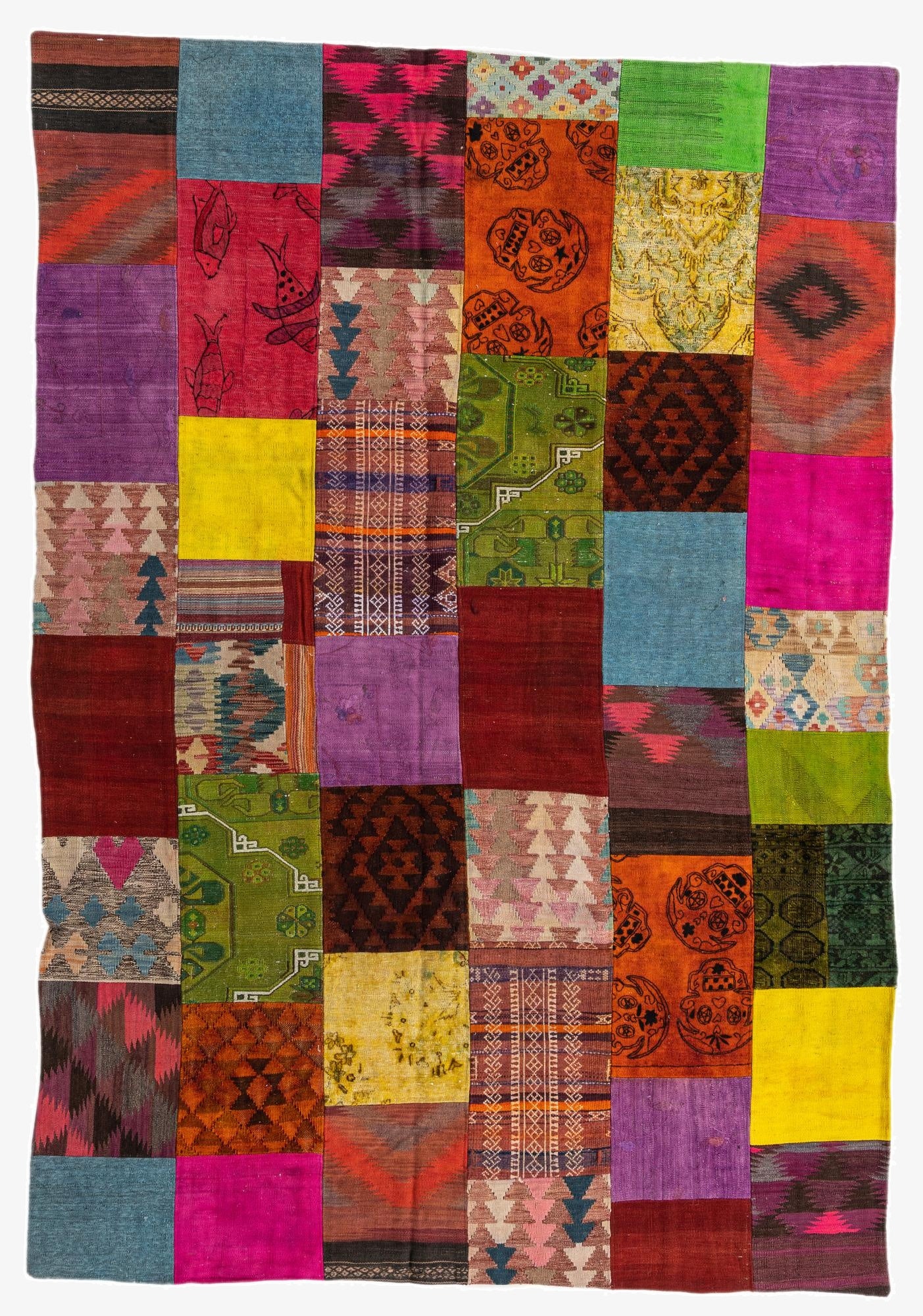  6' 7 x 9' 8  Hand Woven Kilim Patchwork Wool Rug