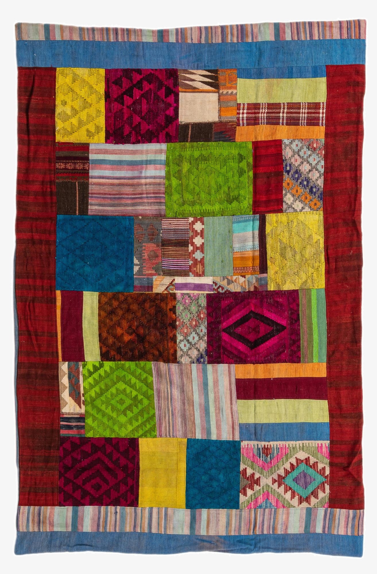  5' 4 x 8' 4  Hand Woven Kilim Patchwork Wool Rug