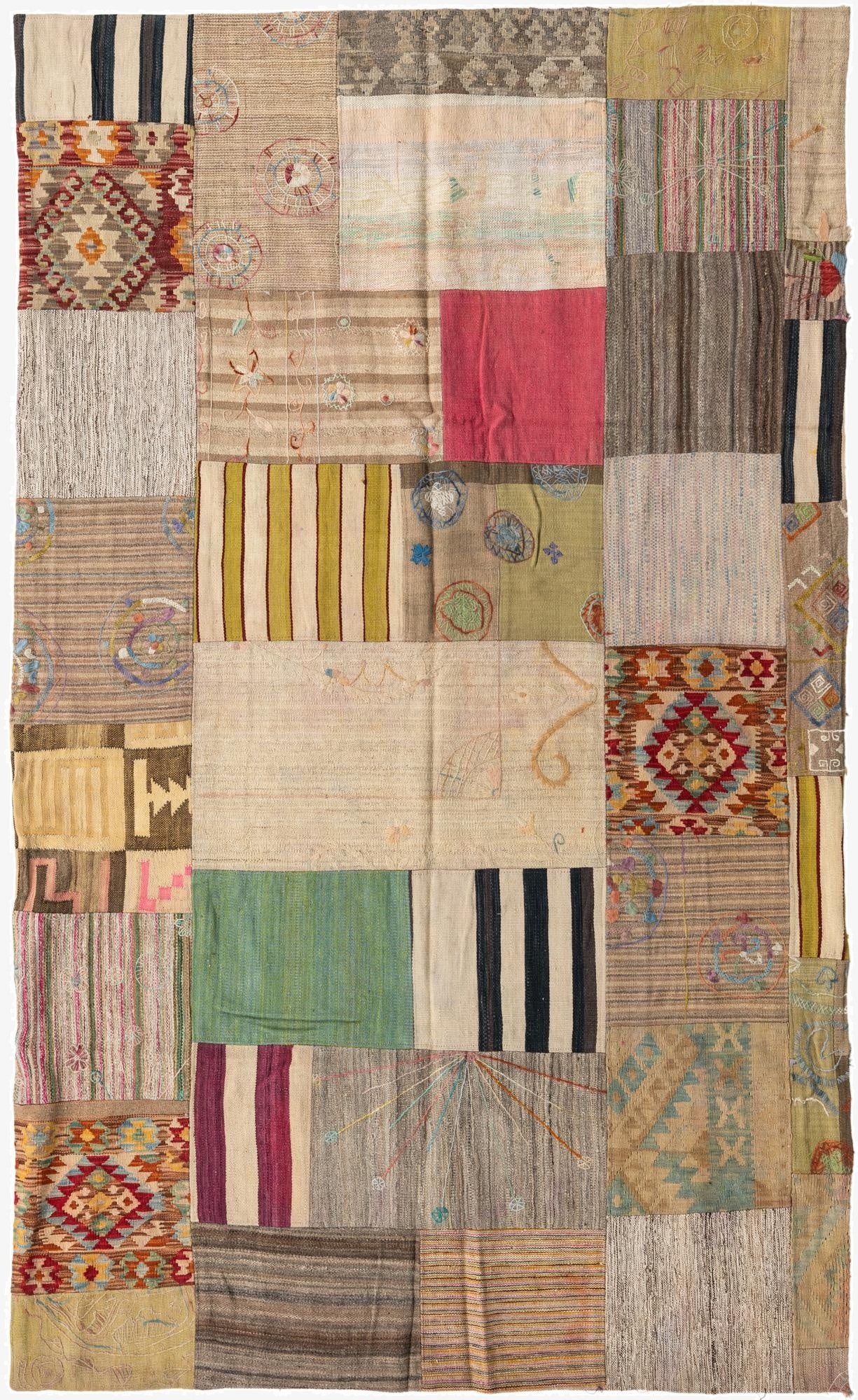  5' 3 x 8' 10  Hand Woven Kilim Patchwork Wool Rug