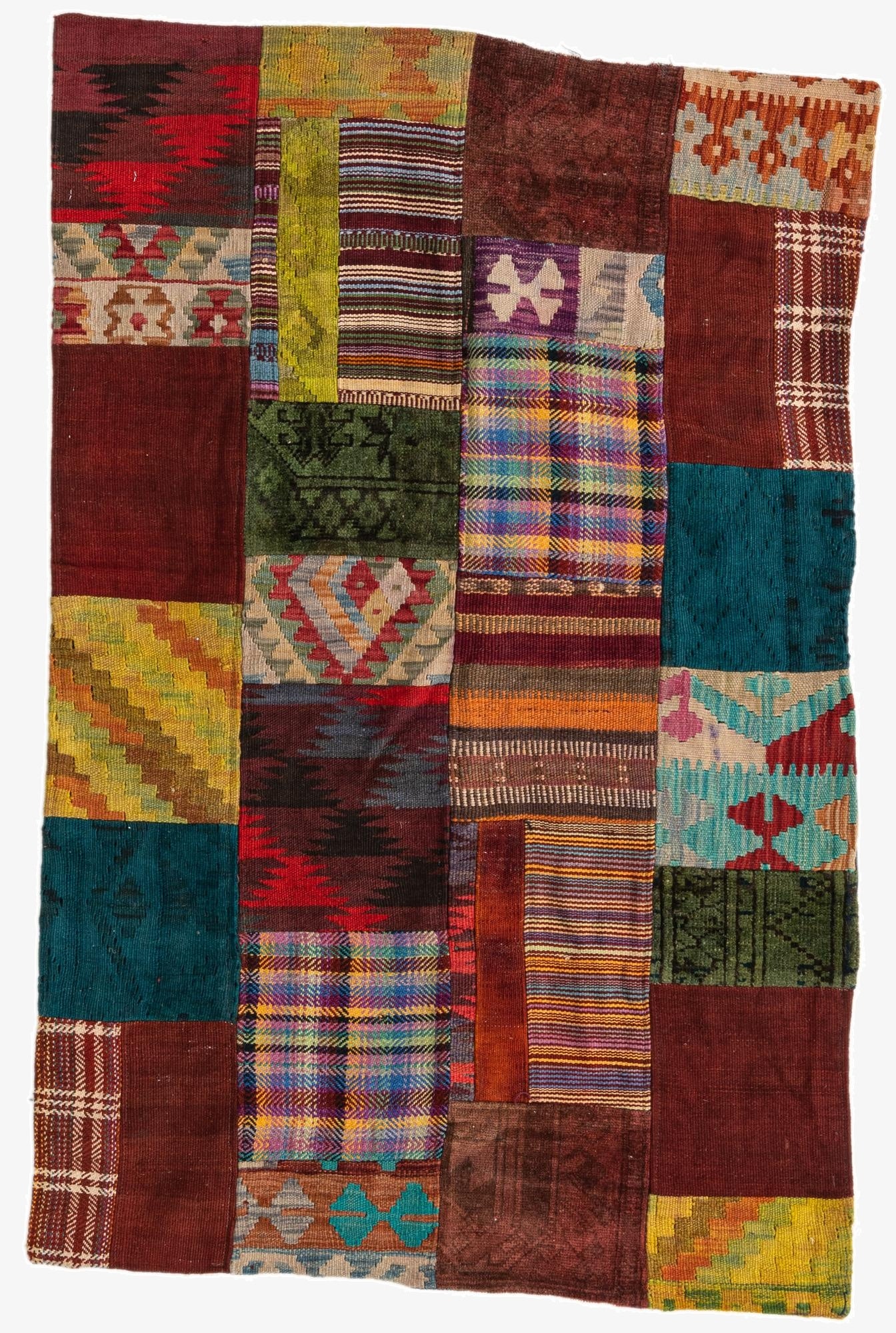  3' 2 x 4' 10  Hand Woven Kilim Patchwork Wool Rug