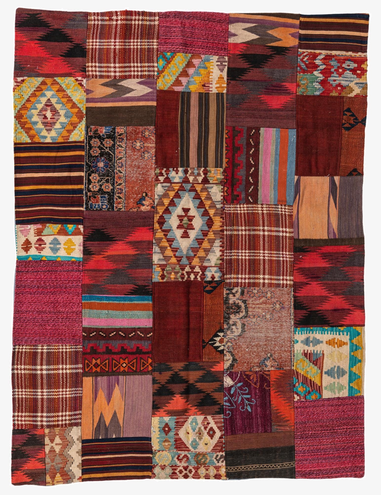  5' x 6' 5  Hand Woven Kilim Patchwork Wool Rug