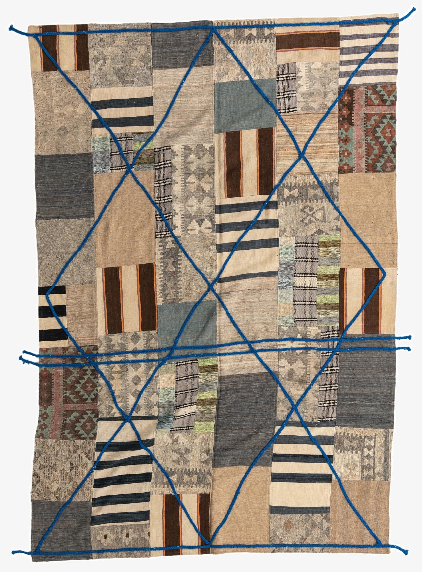  6' 8 x 9' 10  Hand Woven Kilim Patchwork Wool Rug