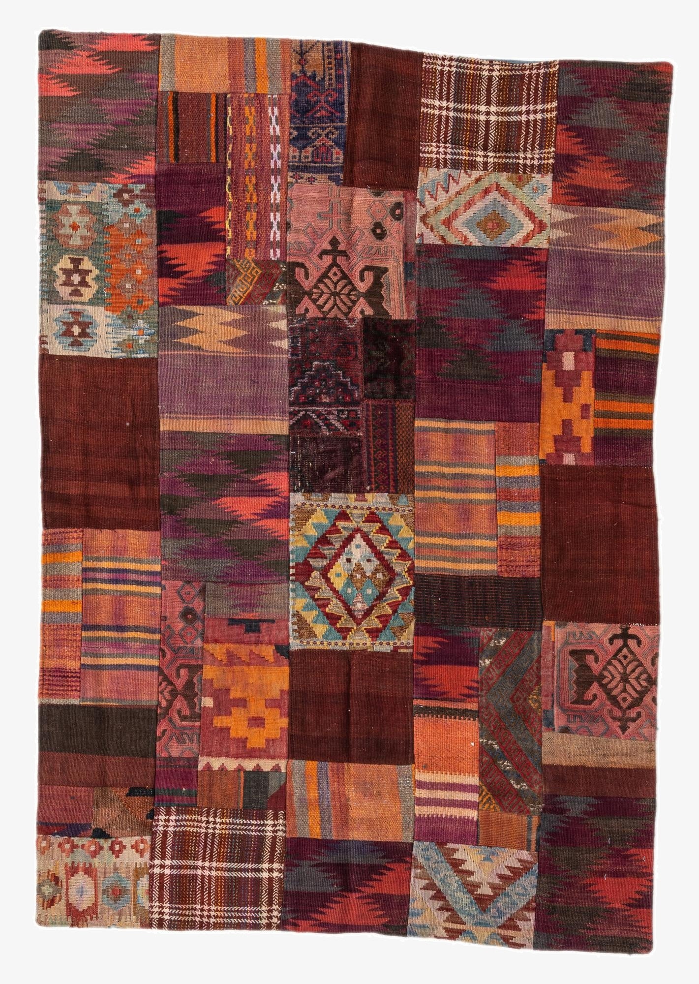  4' x 6'  Hand Woven Kilim Patchwork Wool Rug