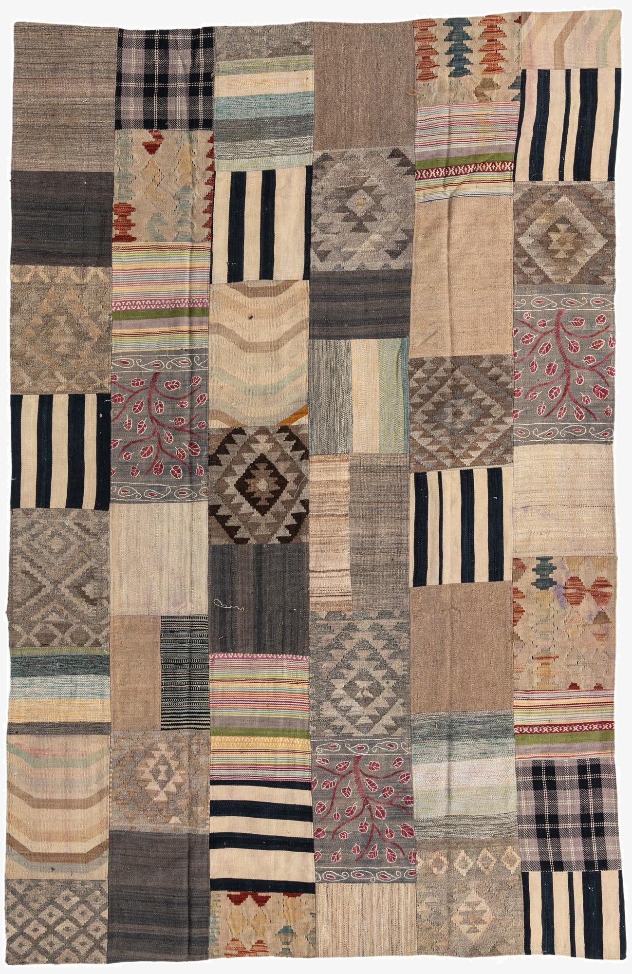  6' 6 x 9' 11  Hand Woven Kilim Patchwork Wool Rug