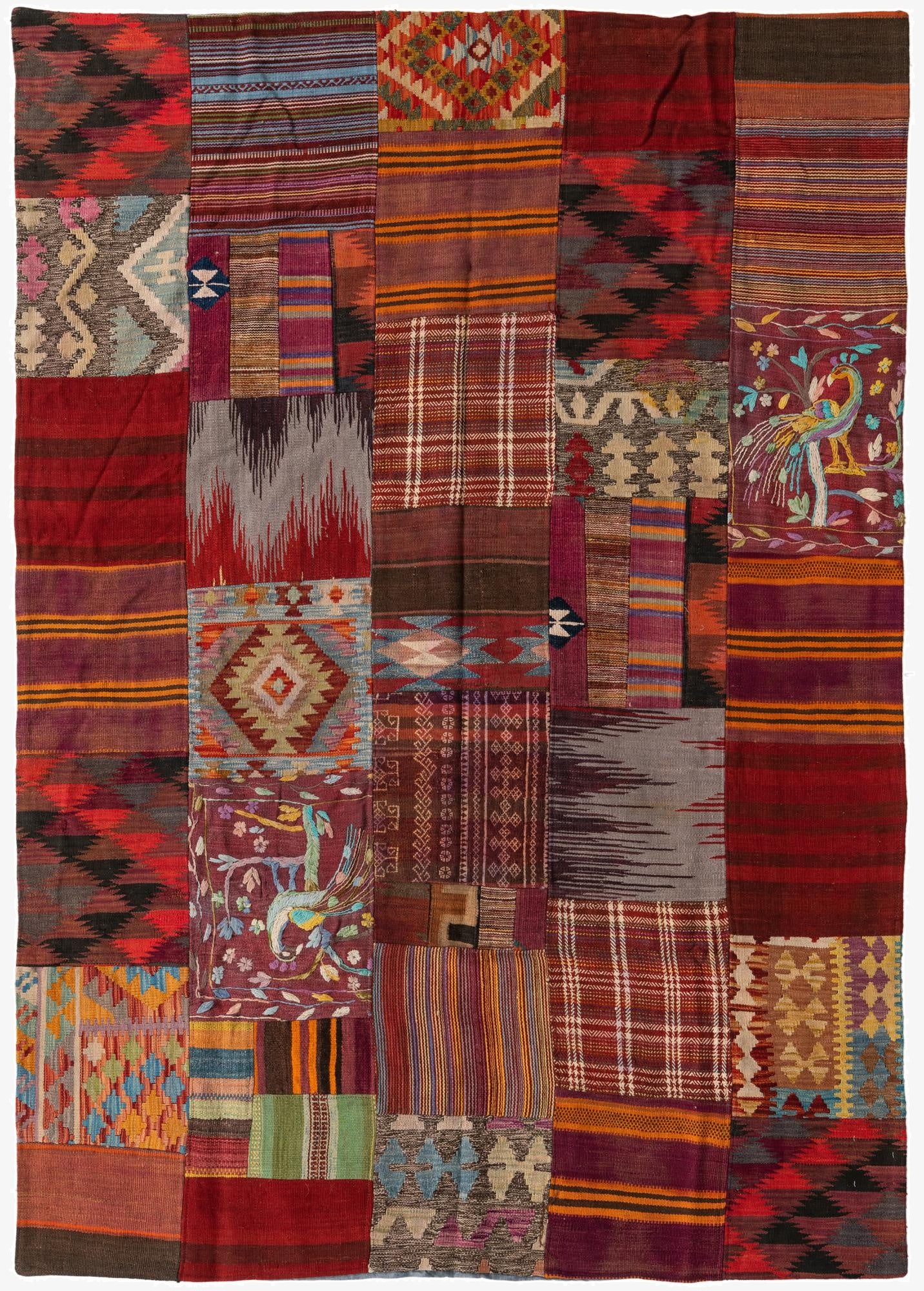  5' 6 x 8'  Hand Woven Kilim Patchwork Wool Rug