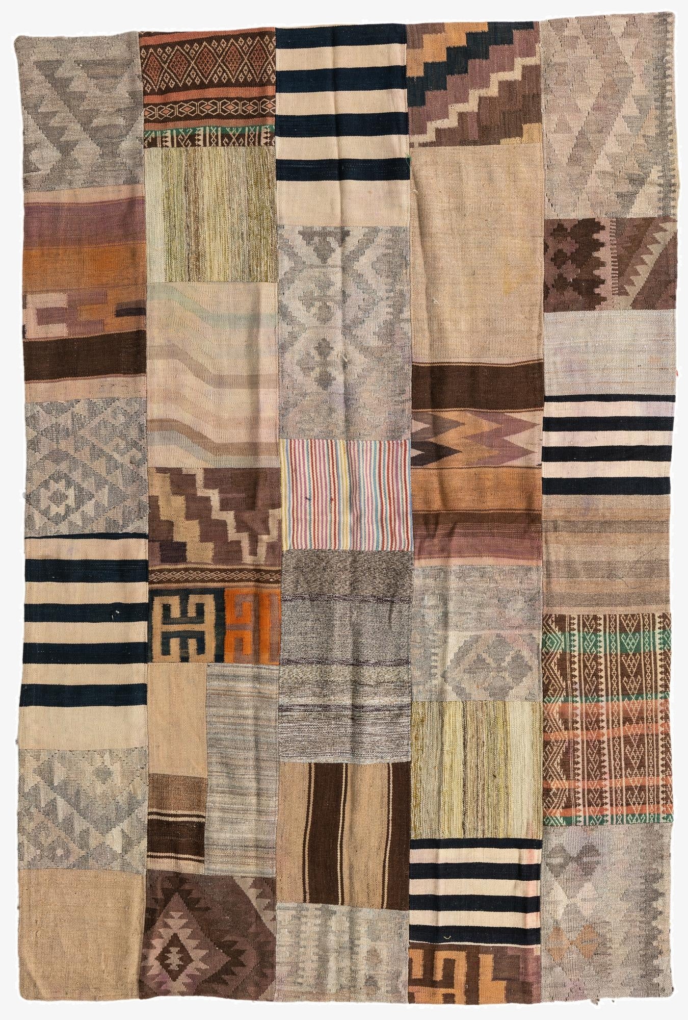  5' 4 x 8'  Hand Woven Kilim Patchwork Wool Rug