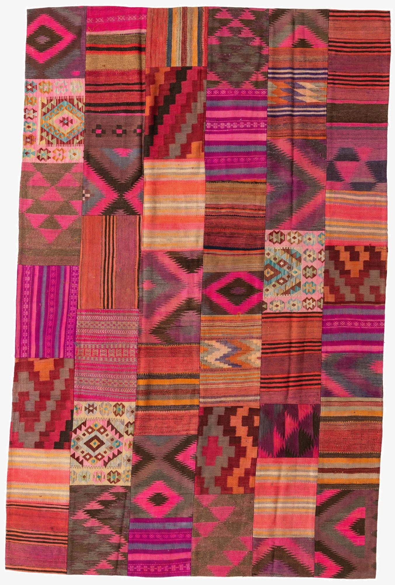  6' 8 x 10' 2  Hand Woven Kilim Patchwork Wool Rug