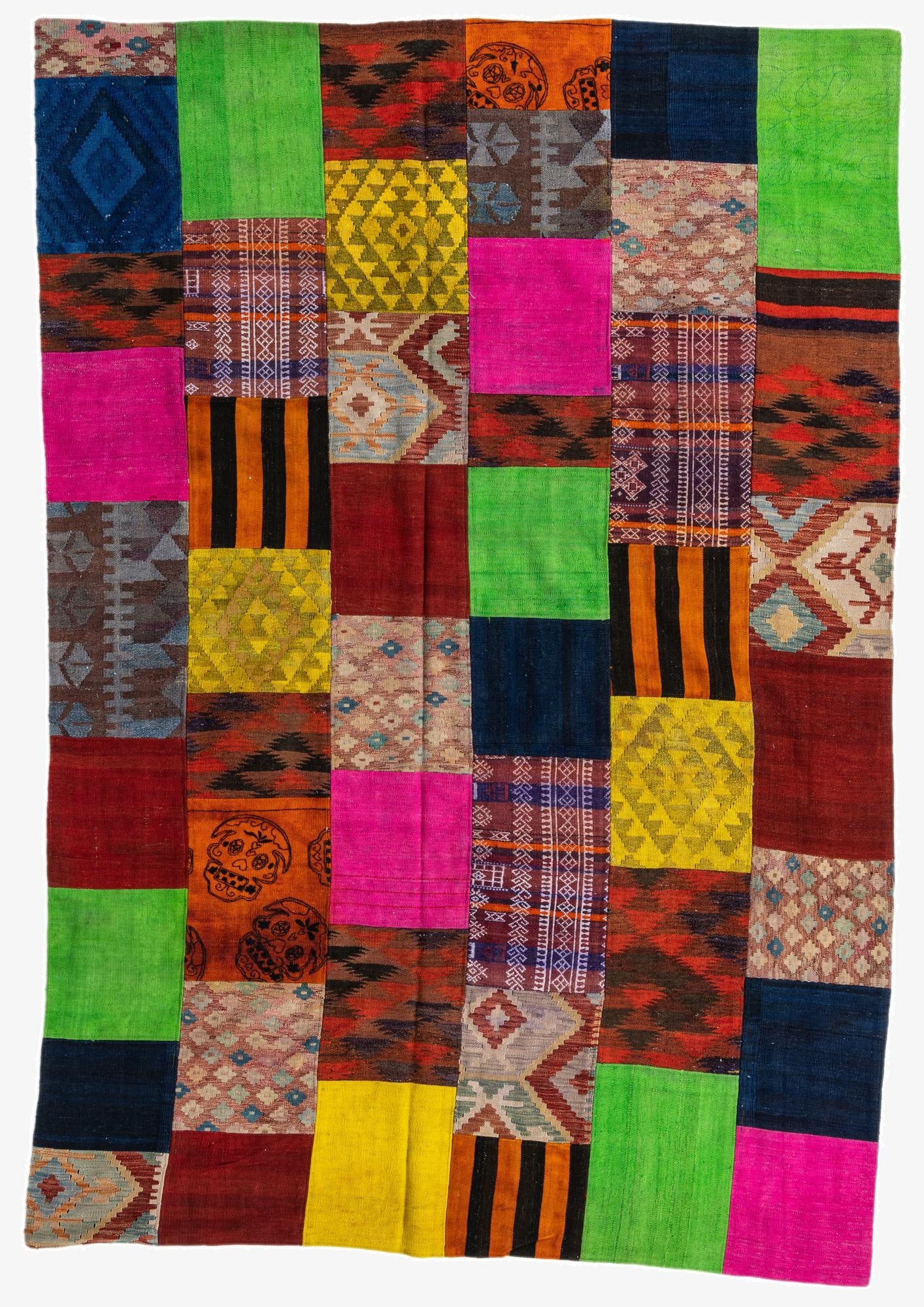  6' 7 x 9' 7  Hand Woven Kilim Patchwork Wool Rug