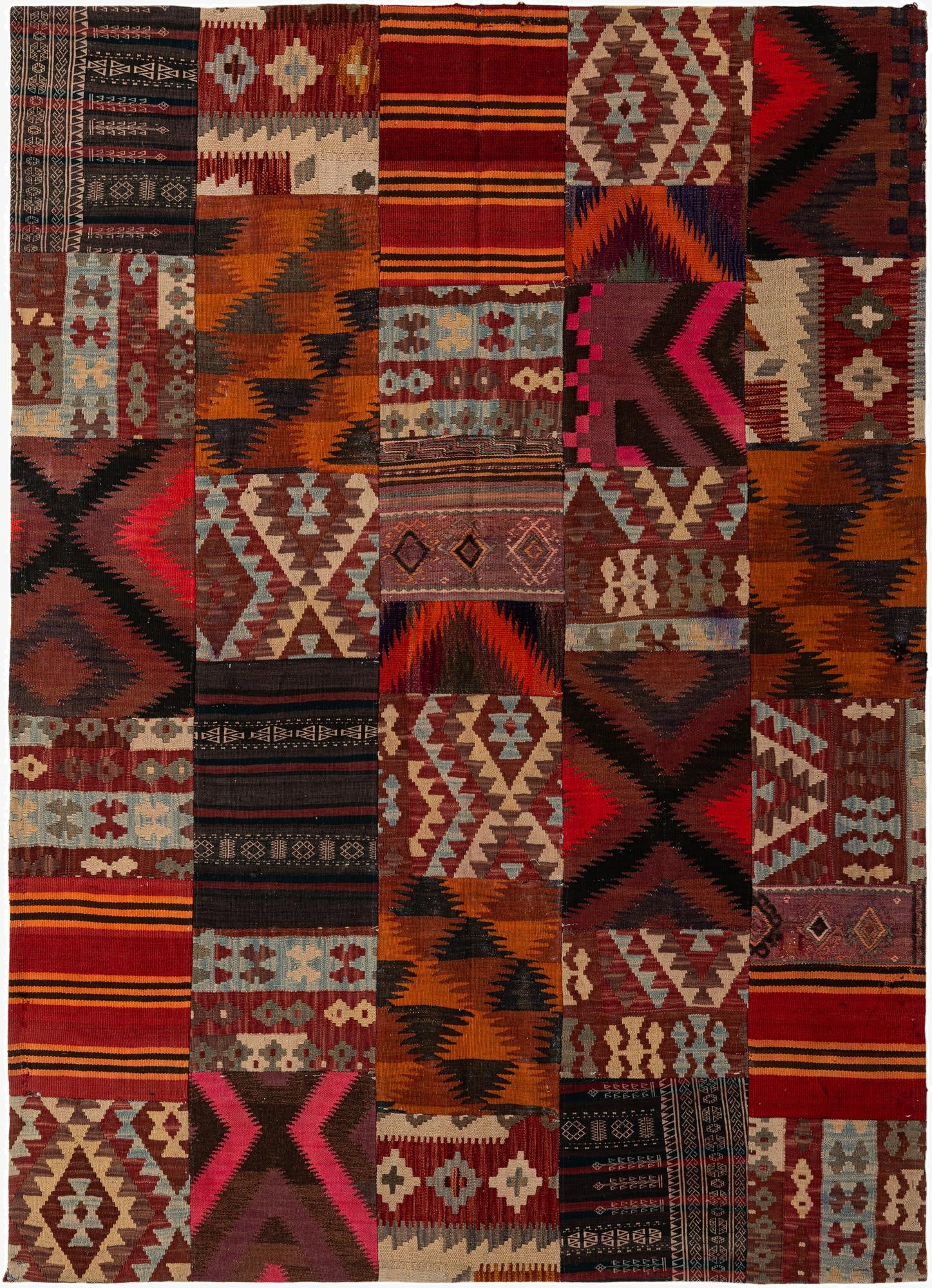  5' 10 x 8' 1  Hand Woven Kilim Patchwork Wool Rug
