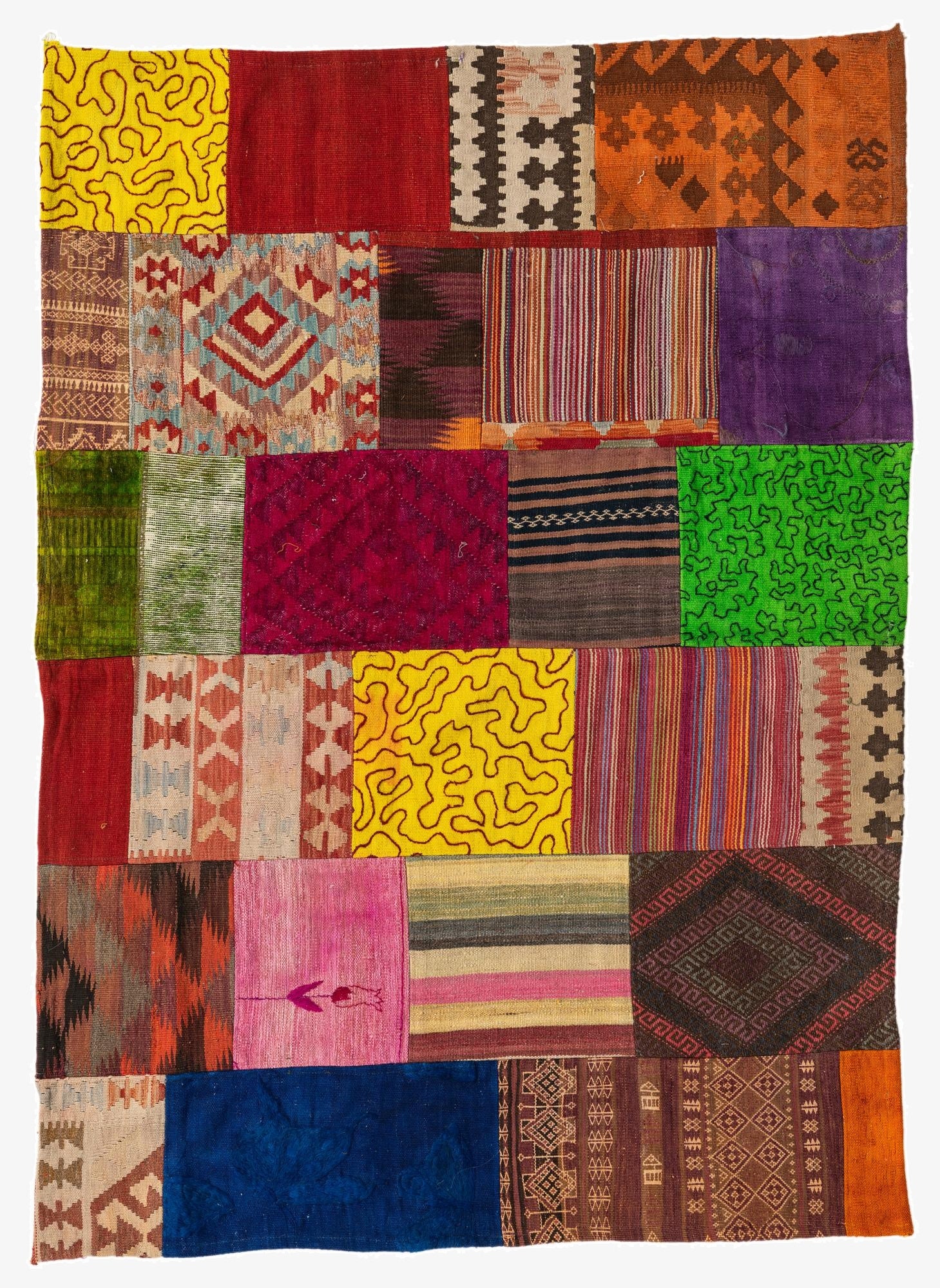  4' 8 x 6' 6  Hand Woven Kilim Patchwork Wool Rug