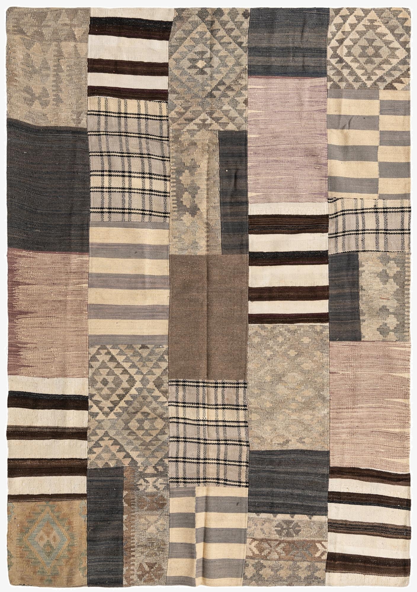  5' 5 x 7' 10  Hand Woven Kilim Patchwork Wool Rug