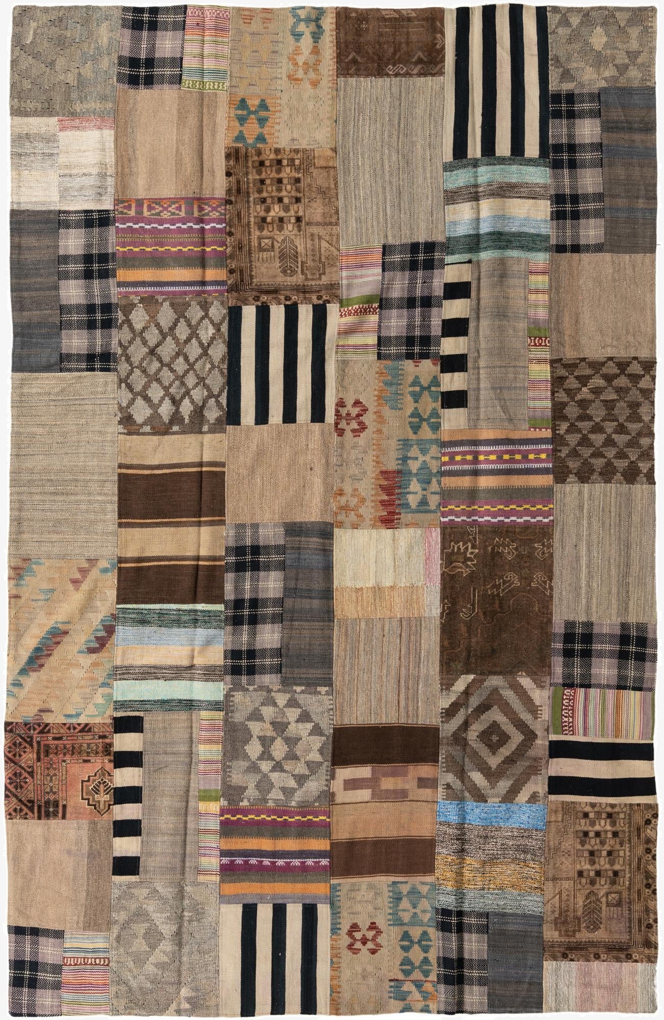  6' 5 x 10'  Hand Woven Kilim Patchwork Wool Rug