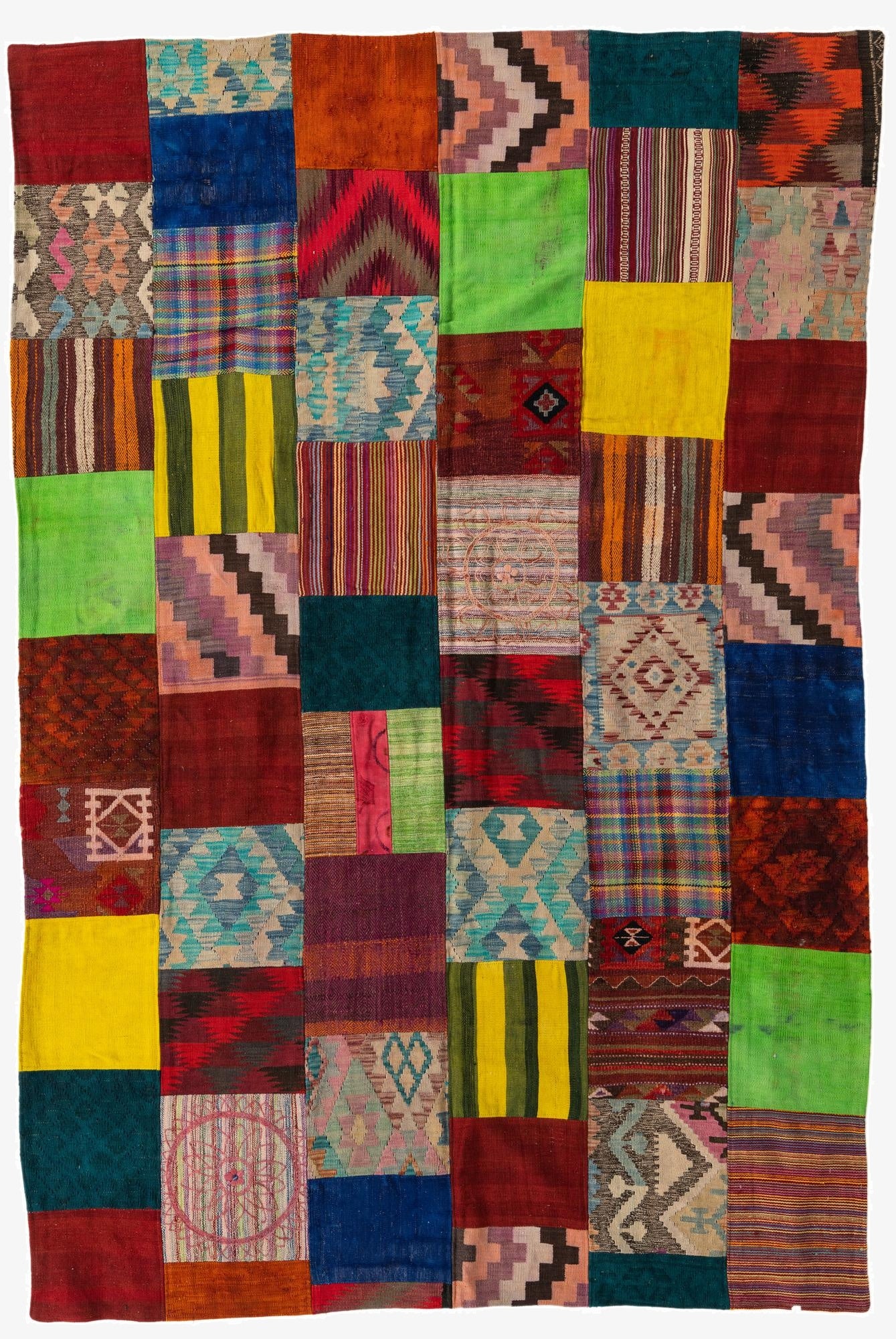  6' 7 x 9' 10  Hand Woven Kilim Patchwork Wool Rug