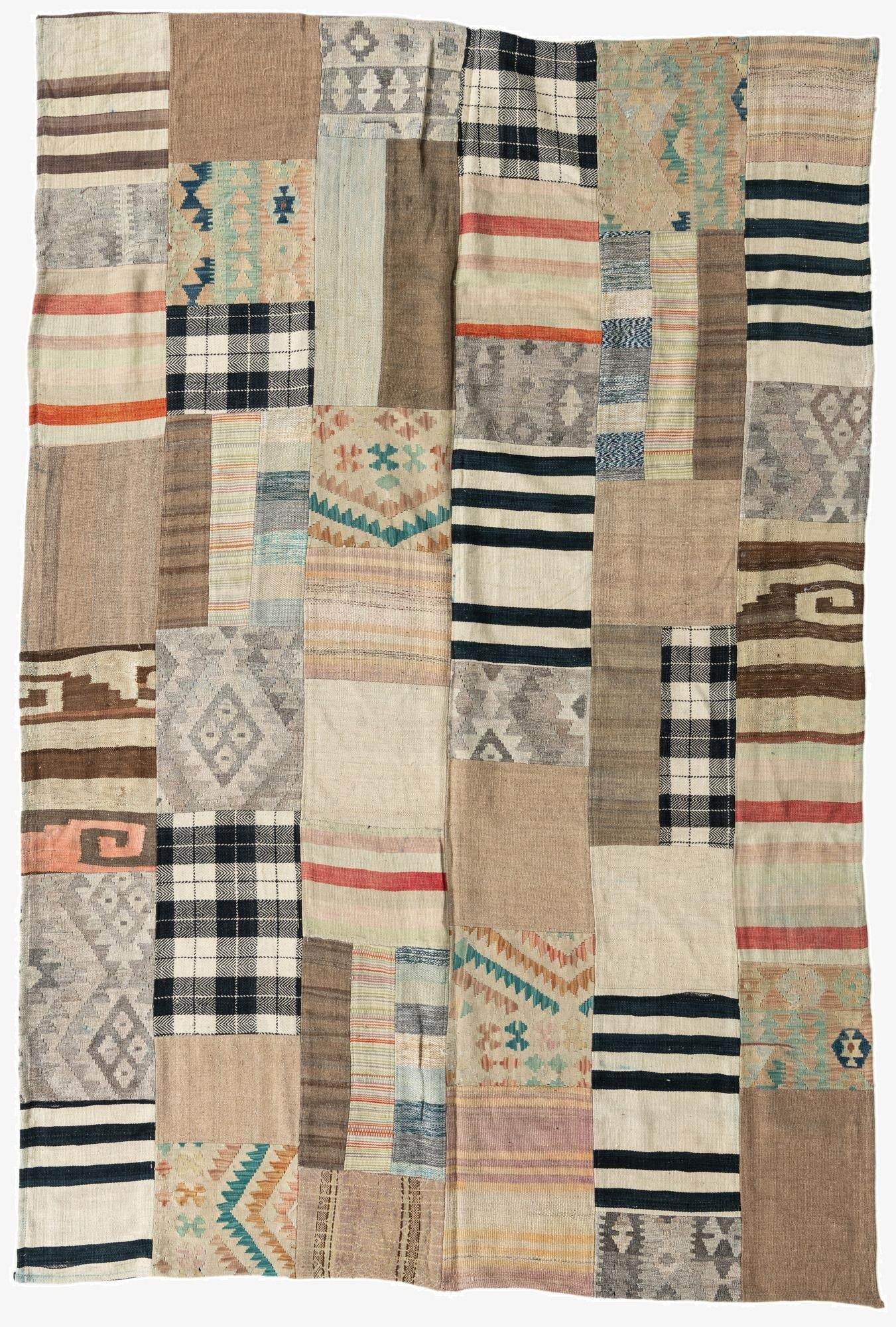  6' 5 x 9' 5  Hand Woven Kilim Patchwork Wool Rug