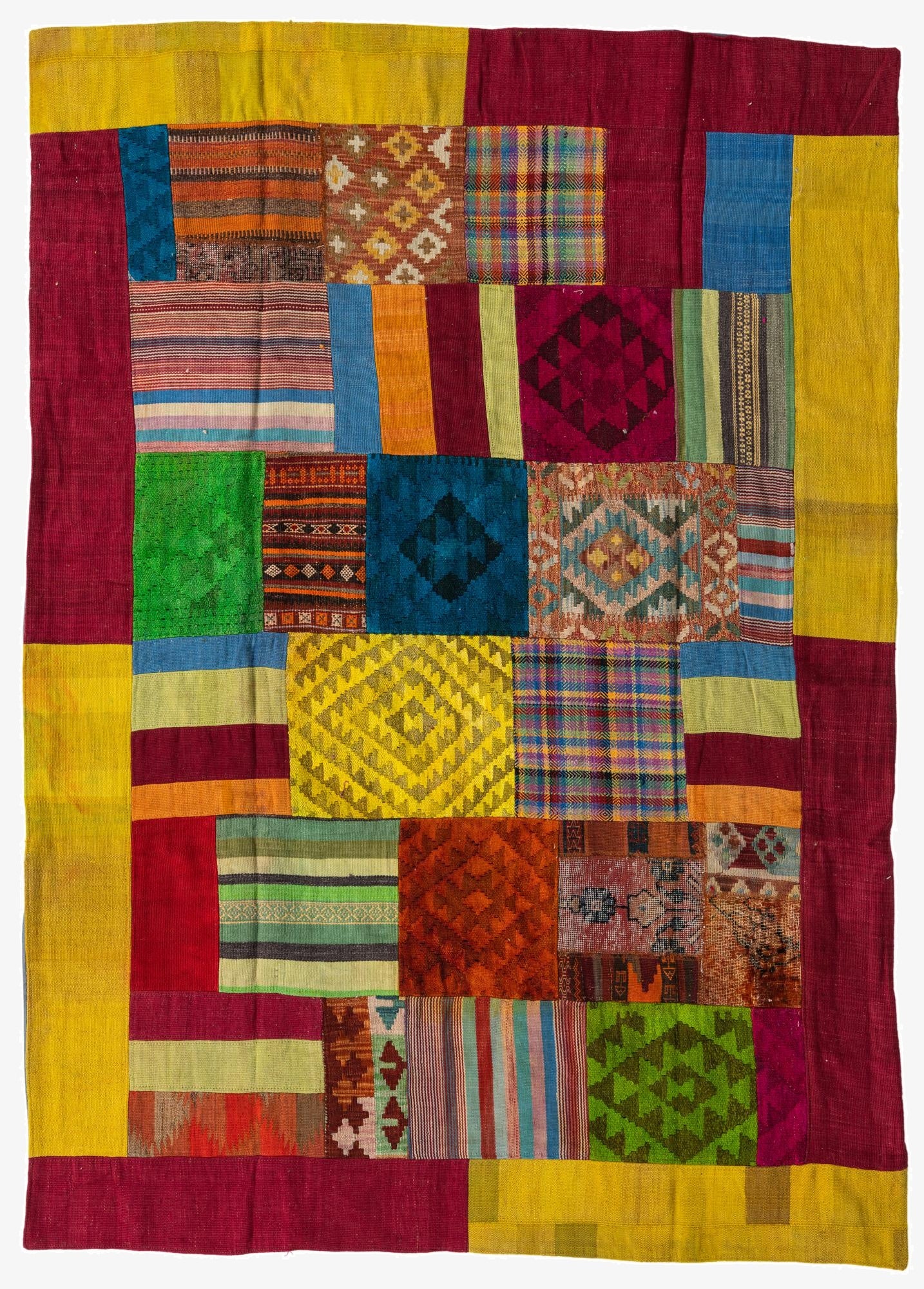  5' 8 x 8'  Hand Woven Kilim Patchwork Wool Rug