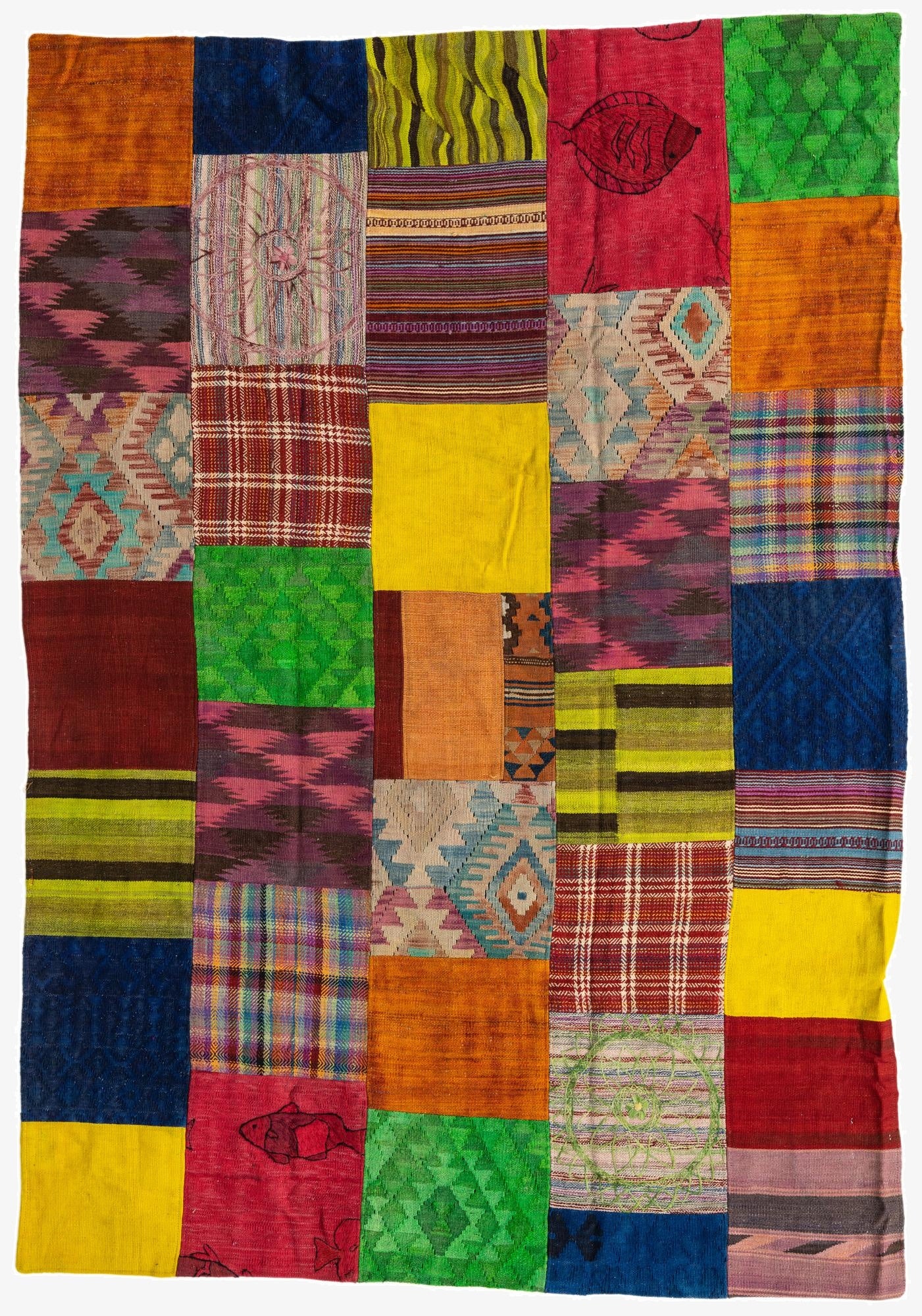  5' 6 x 7' 10  Hand Woven Kilim Patchwork Wool Rug