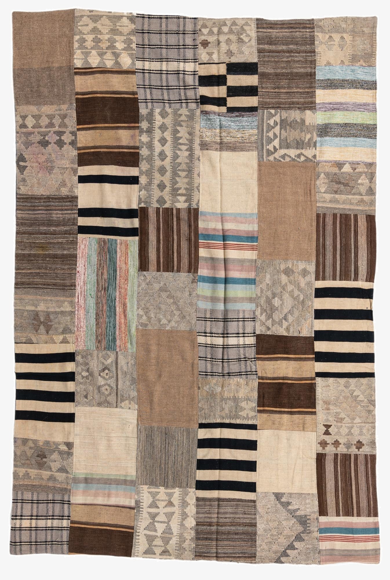  6' 4 x 9' 9  Hand Woven Kilim Patchwork Wool Rug