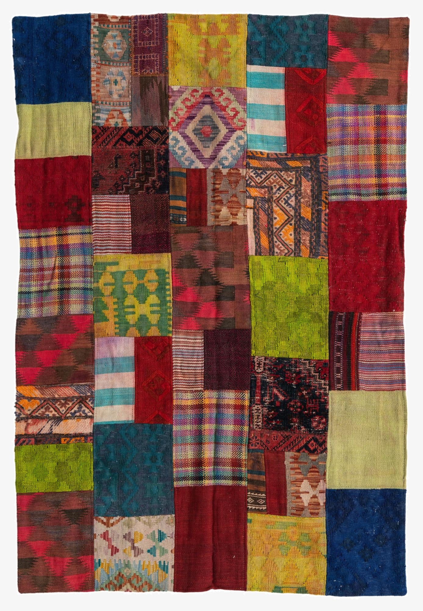 4' 1 x 6' 1  Hand Woven Kilim Patchwork Wool Rug