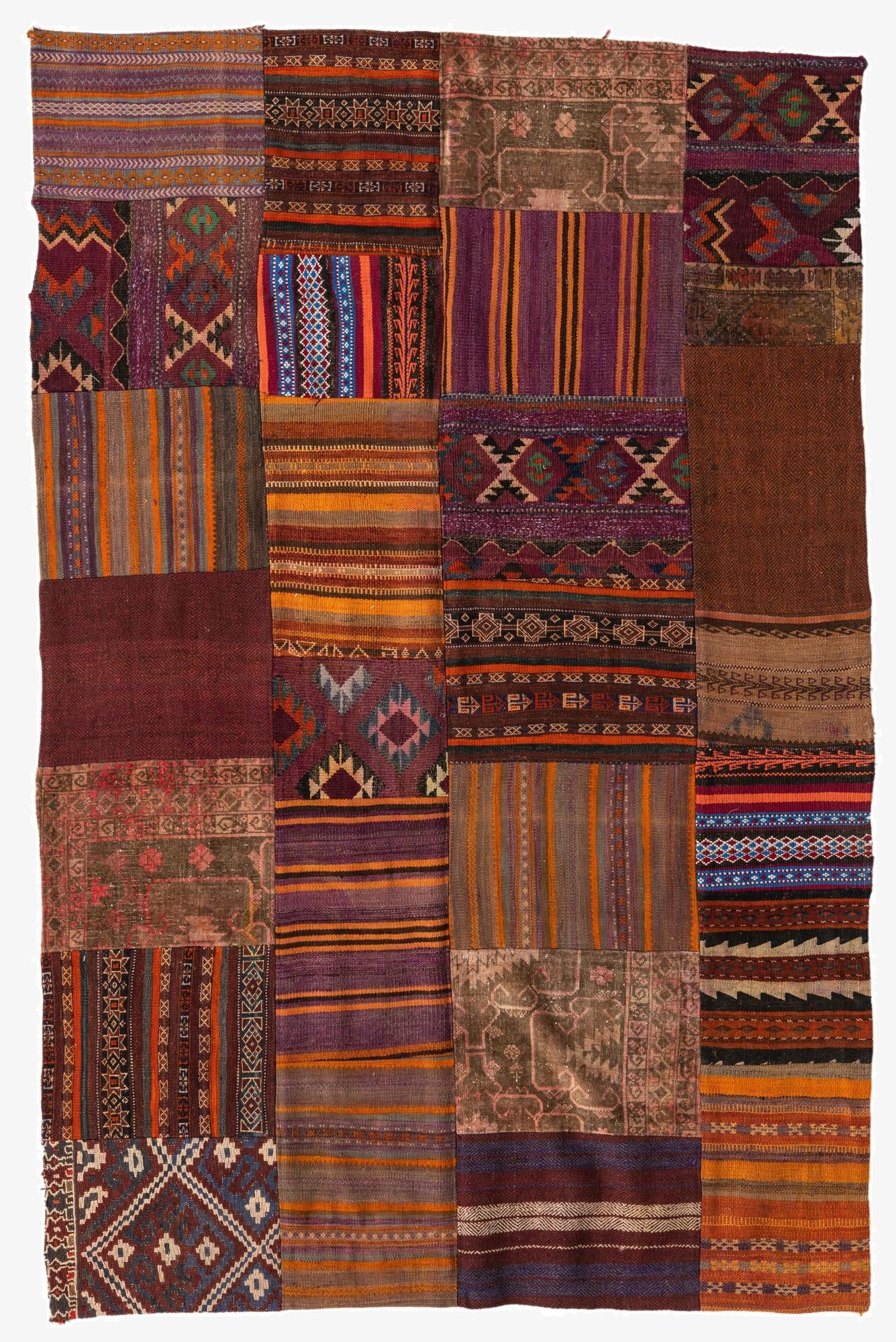  5' 4 x 8' 1  Hand Woven Kilim Patchwork Wool Rug