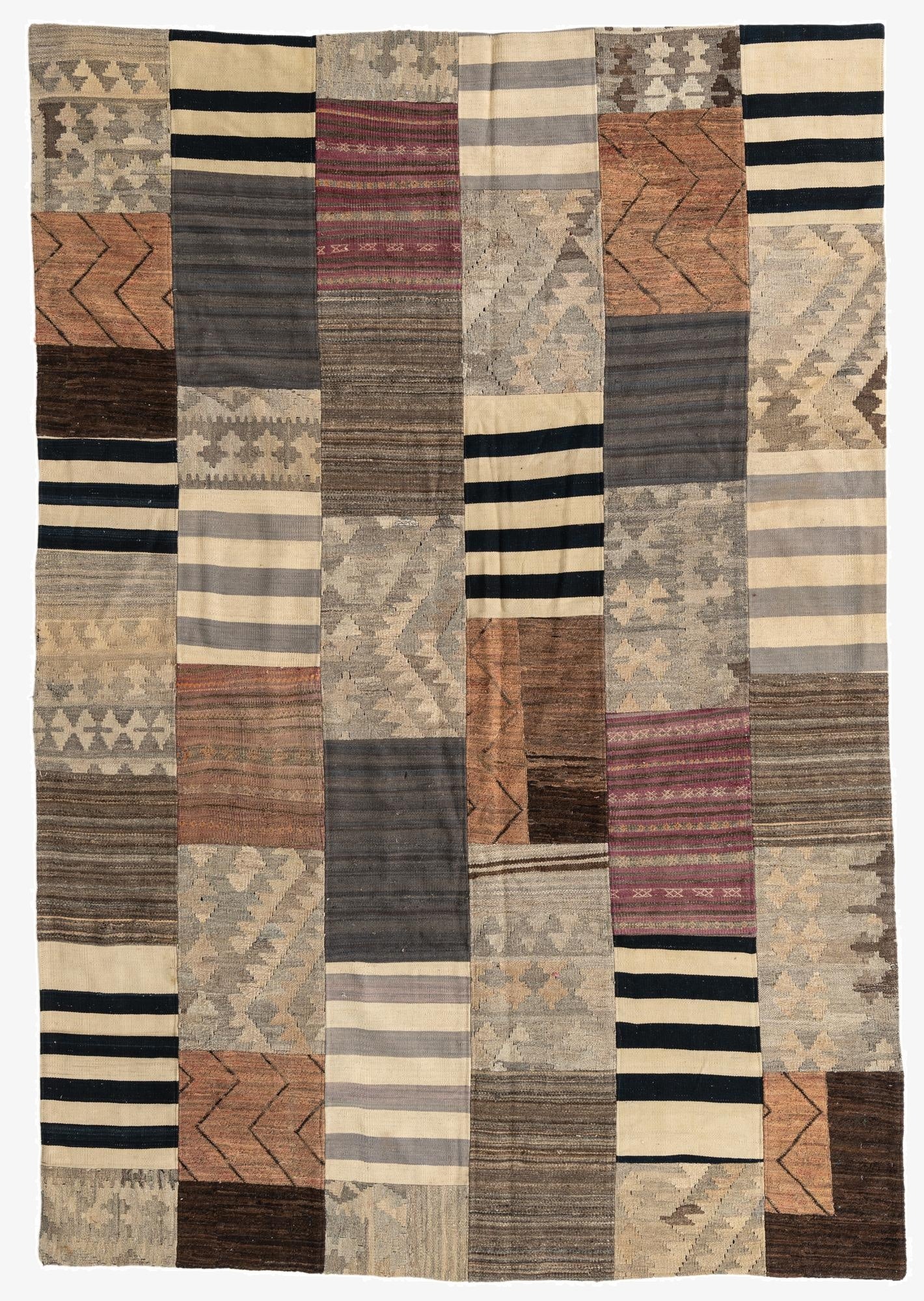  6' 8 x 9' 8  Hand Woven Kilim Patchwork Wool Rug