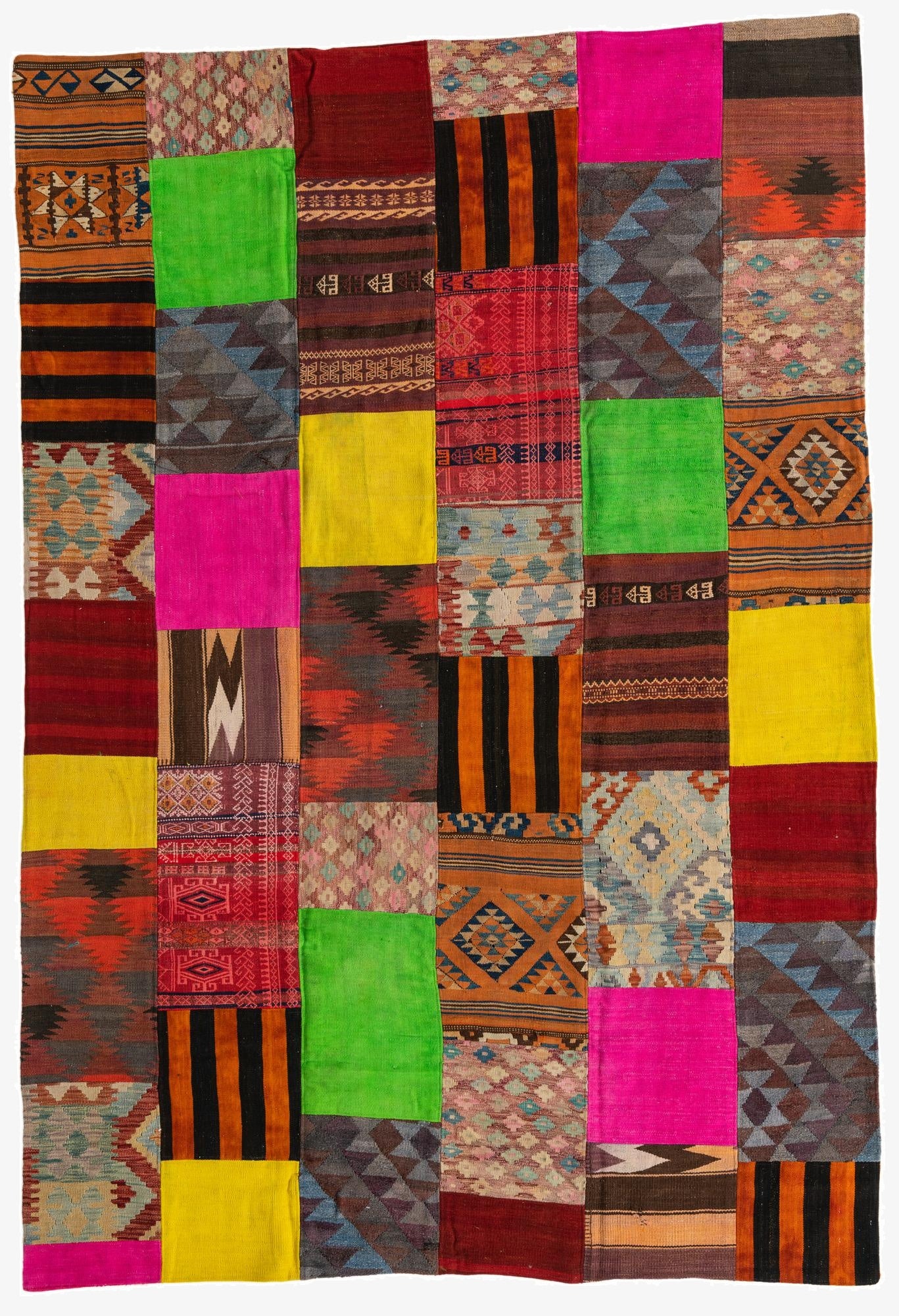  6' 7 x 9' 6  Hand Woven Kilim Patchwork Wool Rug