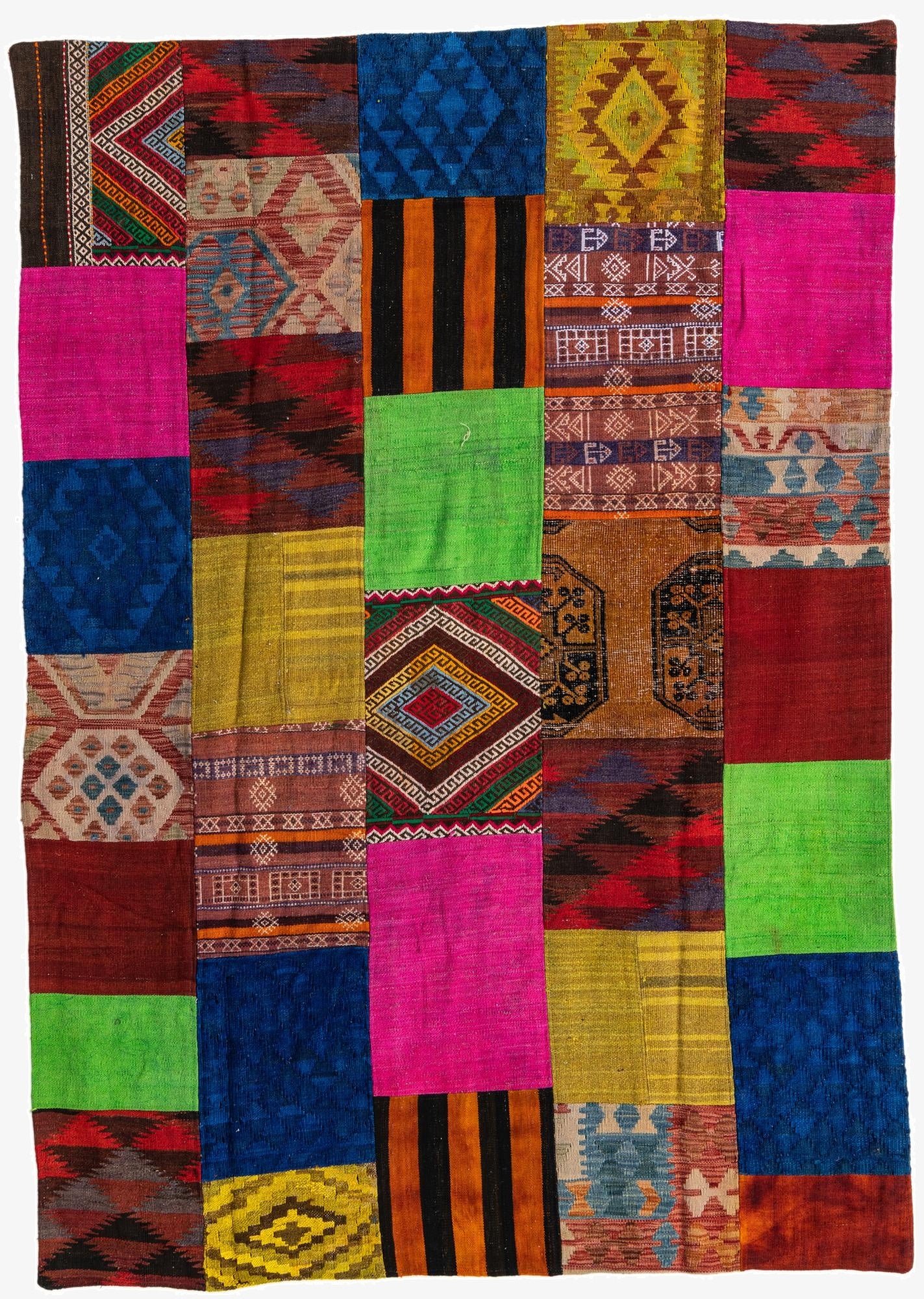  5' 5 x 7' 8  Hand Woven Kilim Patchwork Wool Rug