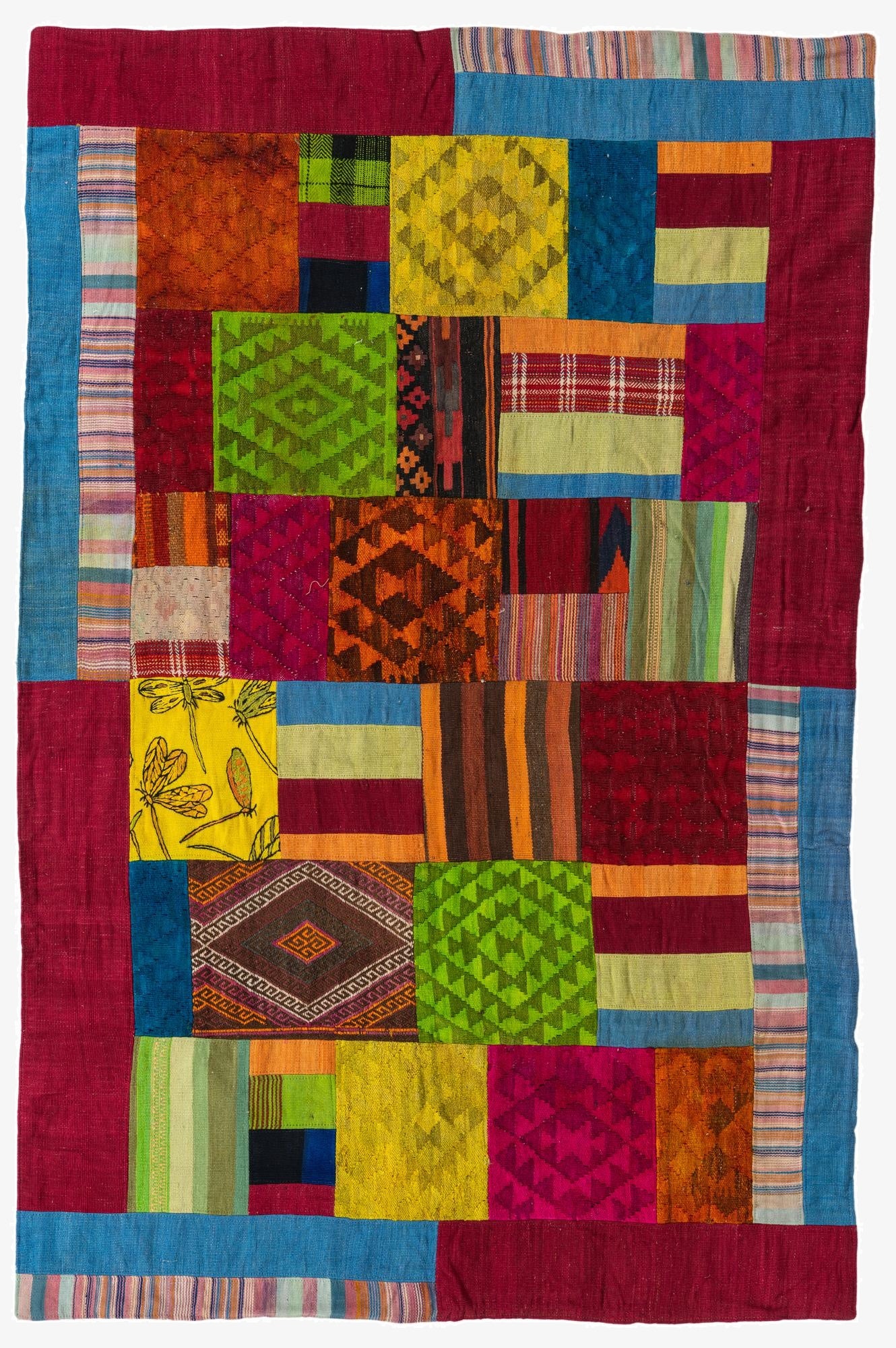  5' 3 x 8' 3  Hand Woven Kilim Patchwork Wool Rug