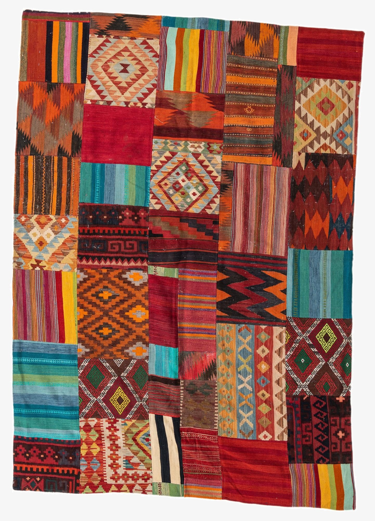  5' 7 x 7' 11  Hand Woven Kilim Patchwork Wool Rug
