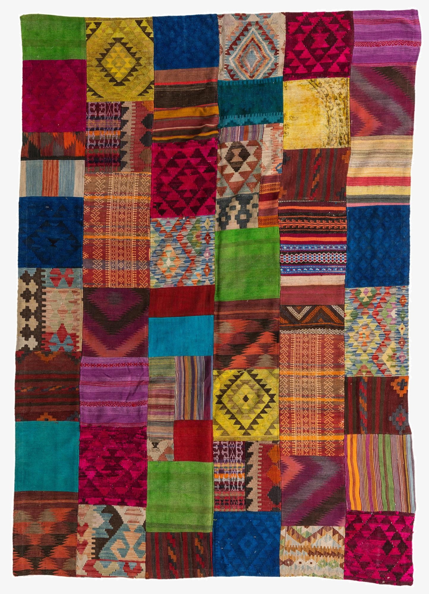  6' 9 x 9' 8  Hand Woven Kilim Patchwork Wool Rug