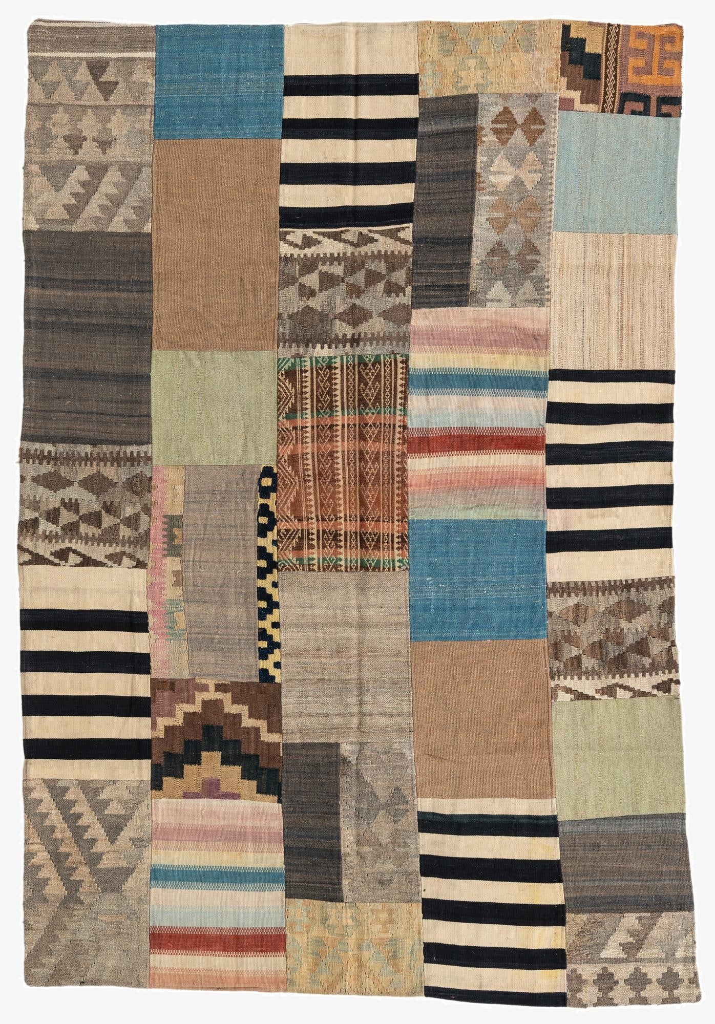  5' 3 x 7' 10  Hand Woven Kilim Patchwork Wool Rug