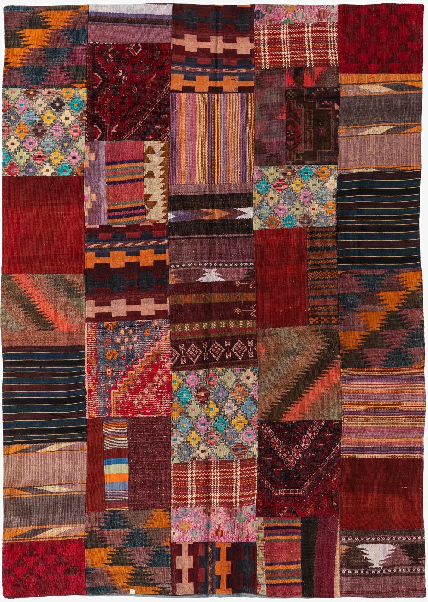  5' 7 x 8' 1  Hand Woven Kilim Patchwork Wool Rug