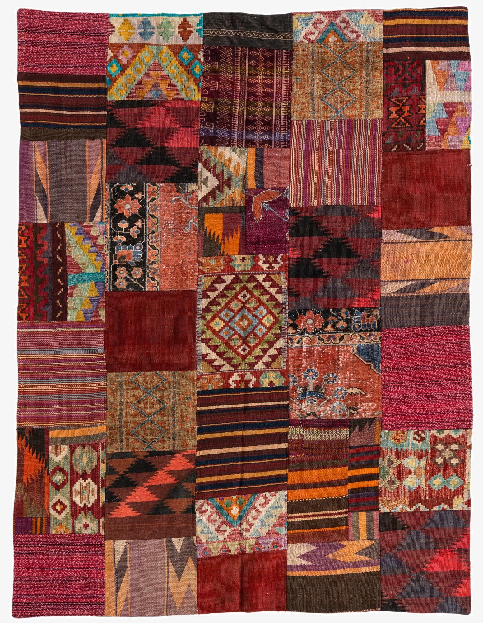  5' x 6' 6  Hand Woven Kilim Patchwork Wool Rug