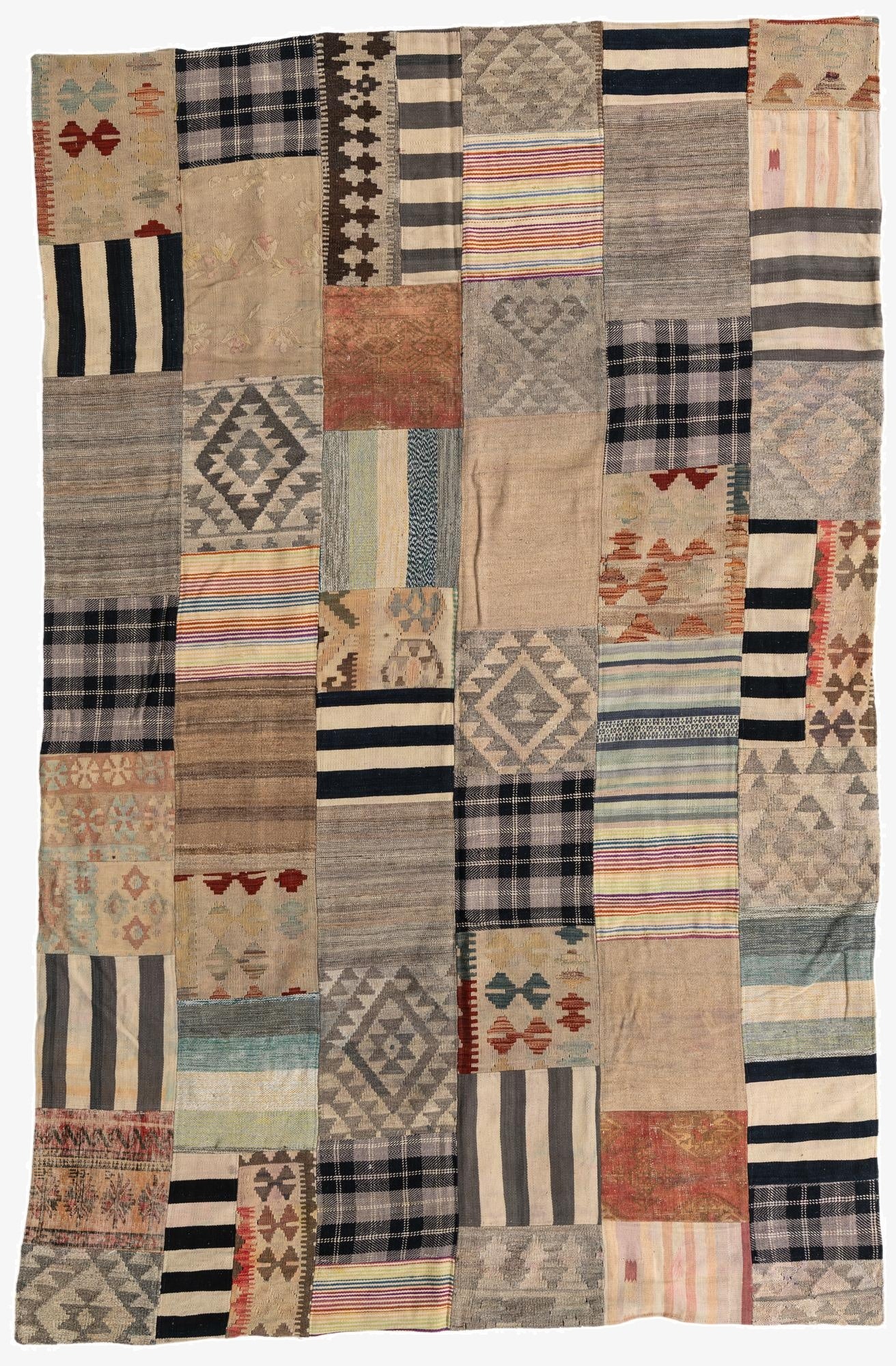  6' 4 x 10'  Hand Woven Kilim Patchwork Wool Rug