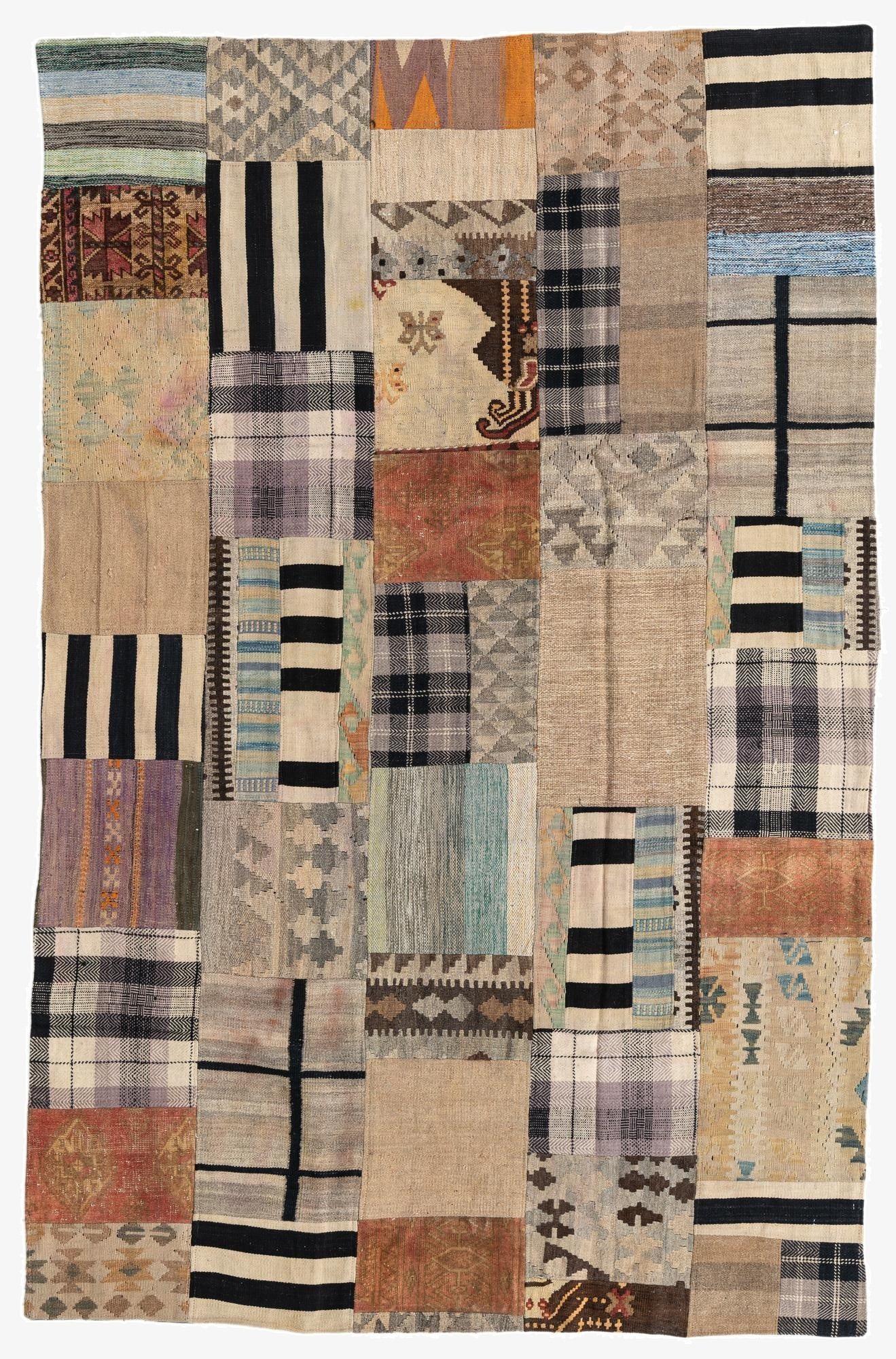  5' 4 x 8' 1  Hand Woven Kilim Patchwork Wool Rug