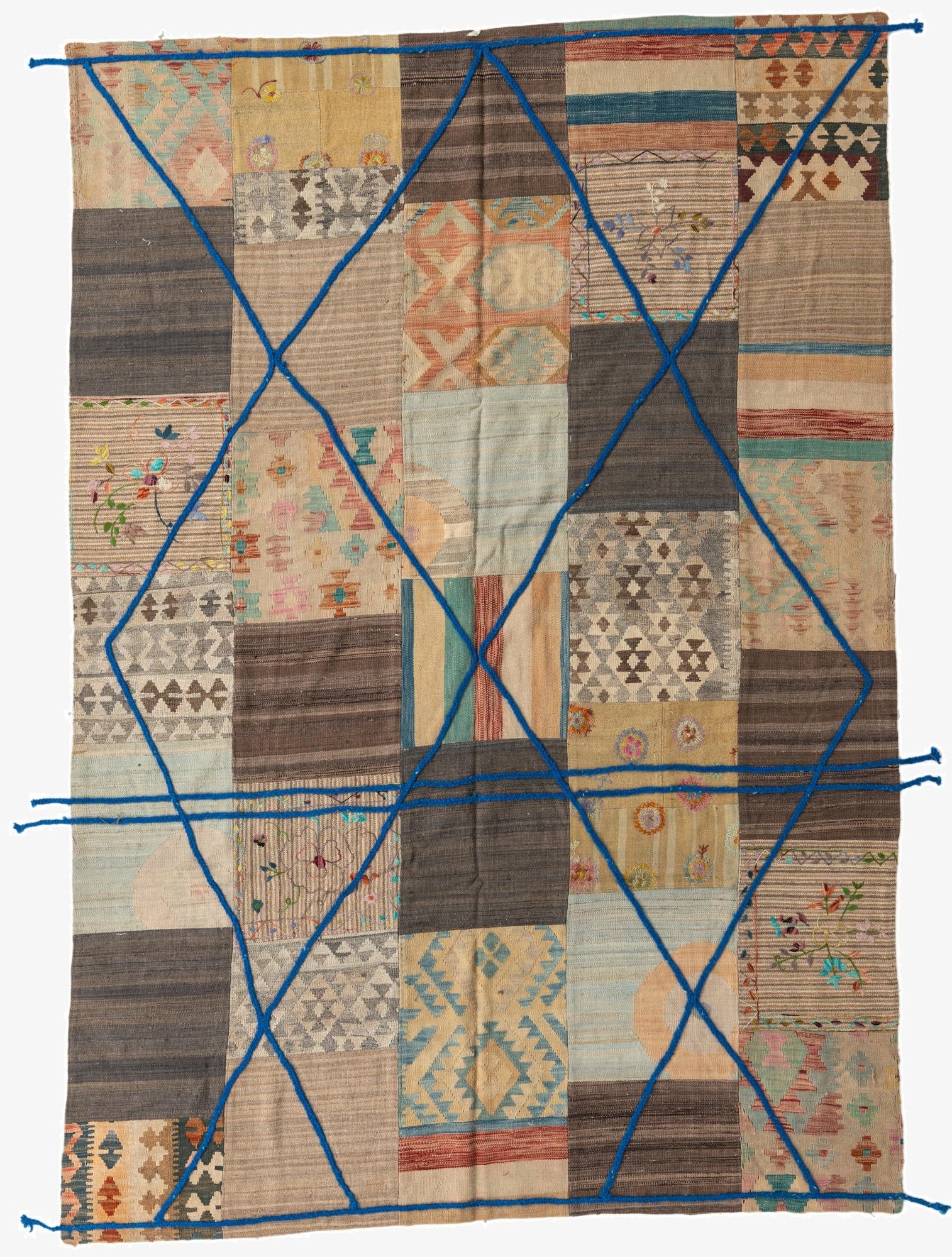  7' 1 x 10' 2  Hand Woven Kilim Patchwork Wool Rug