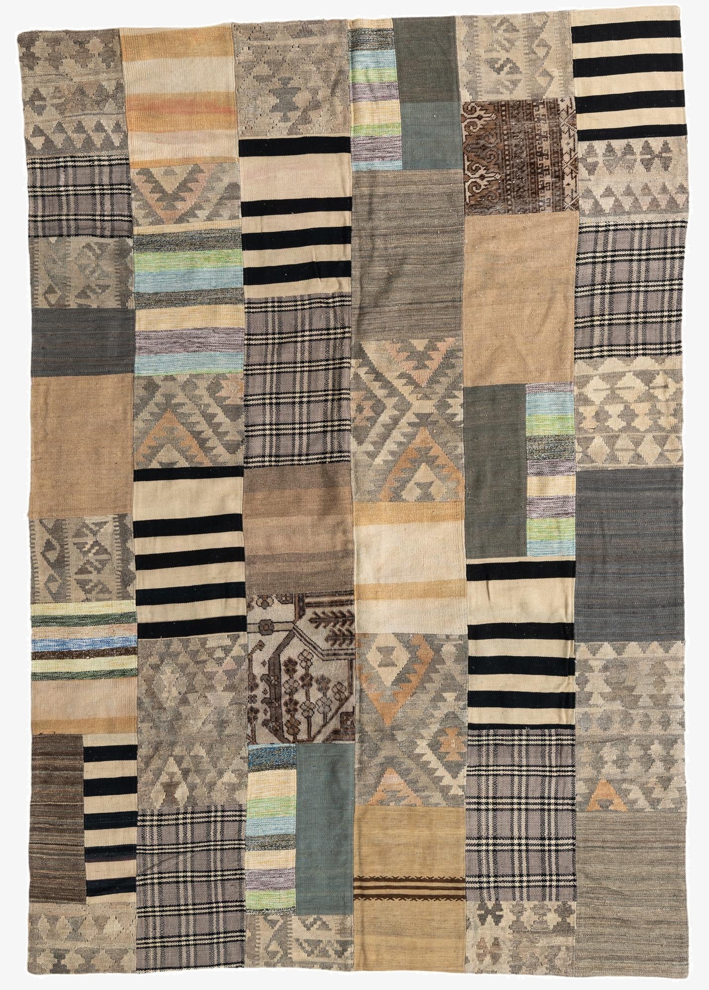  6' 8 x 9' 8  Hand Woven Kilim Patchwork Wool Rug