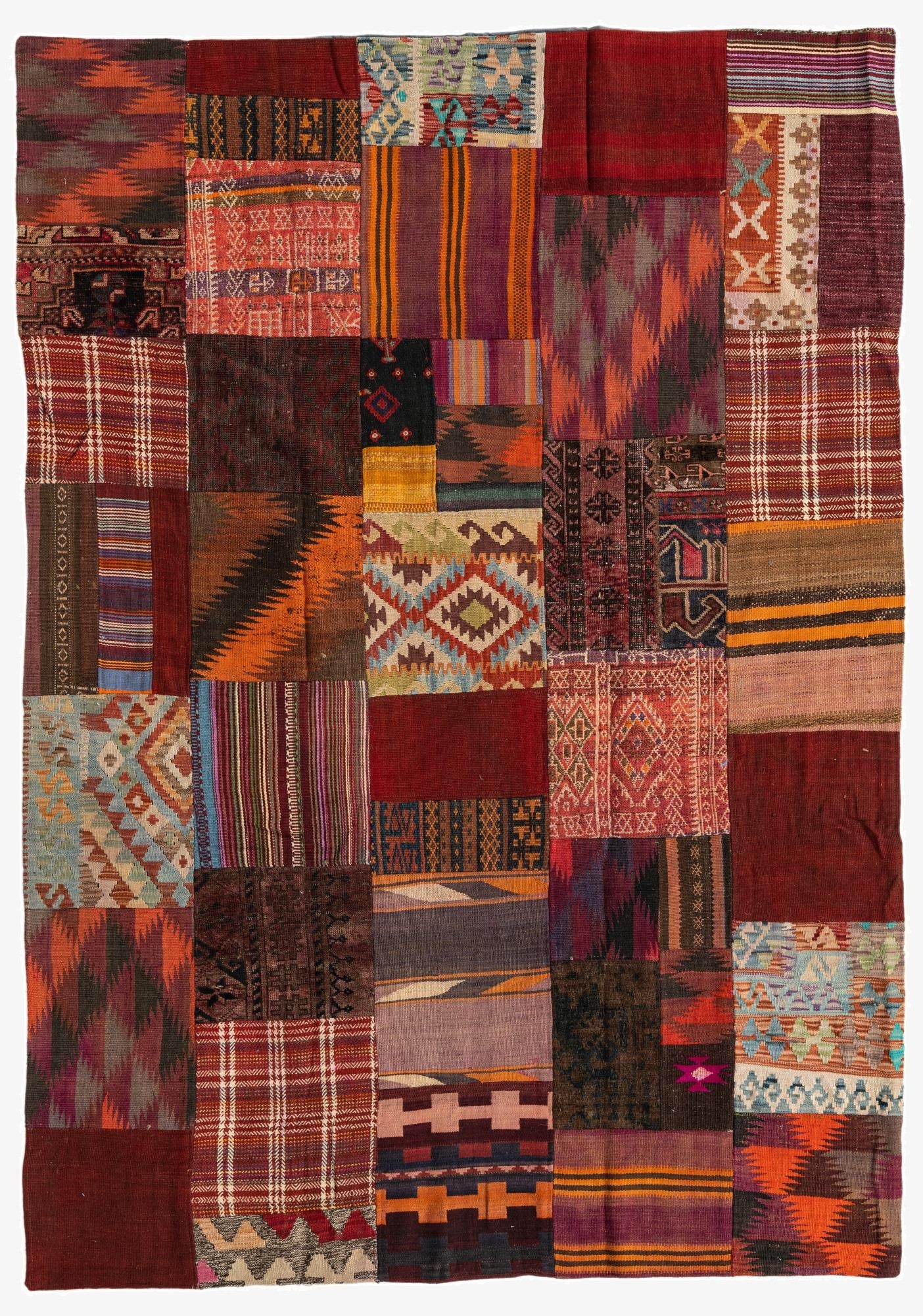 5' 6 x 7' 10  Hand Woven Kilim Patchwork Wool Rug