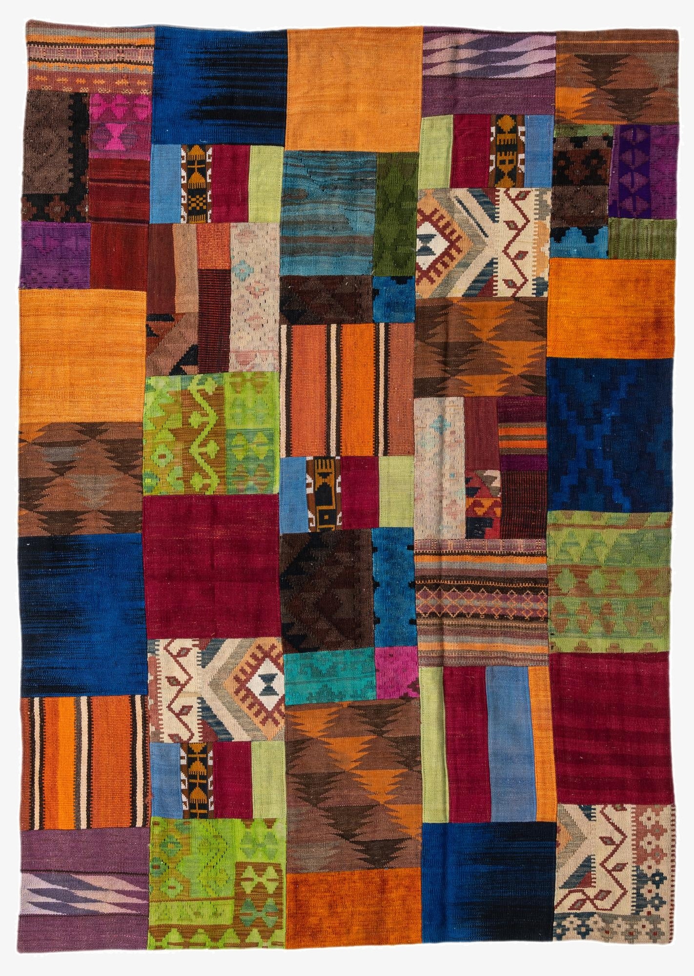  5' 8 x 7' 11  Hand Woven Kilim Patchwork Wool Rug