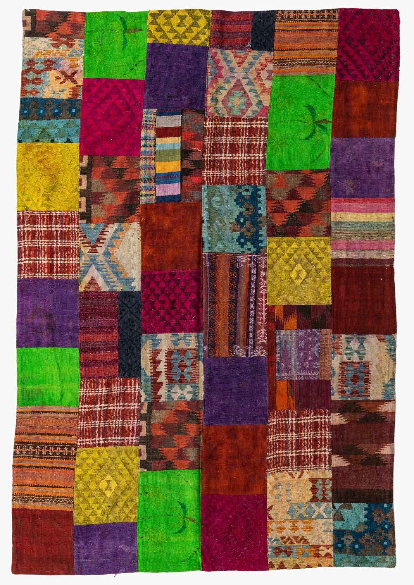  6' 9 x 10'  Hand Woven Kilim Patchwork Wool Rug