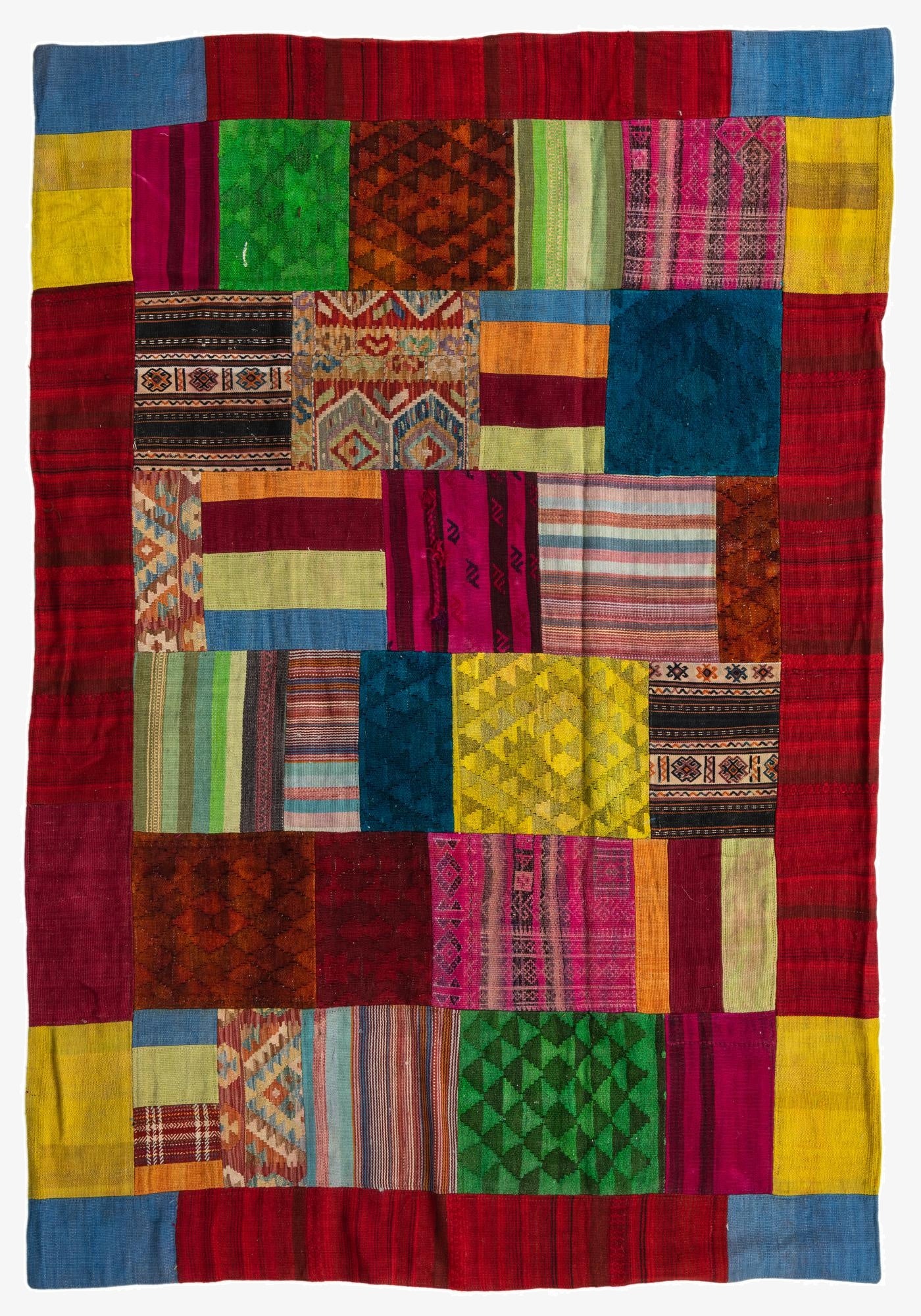  5' 7 x 8'  Hand Woven Kilim Patchwork Wool Rug