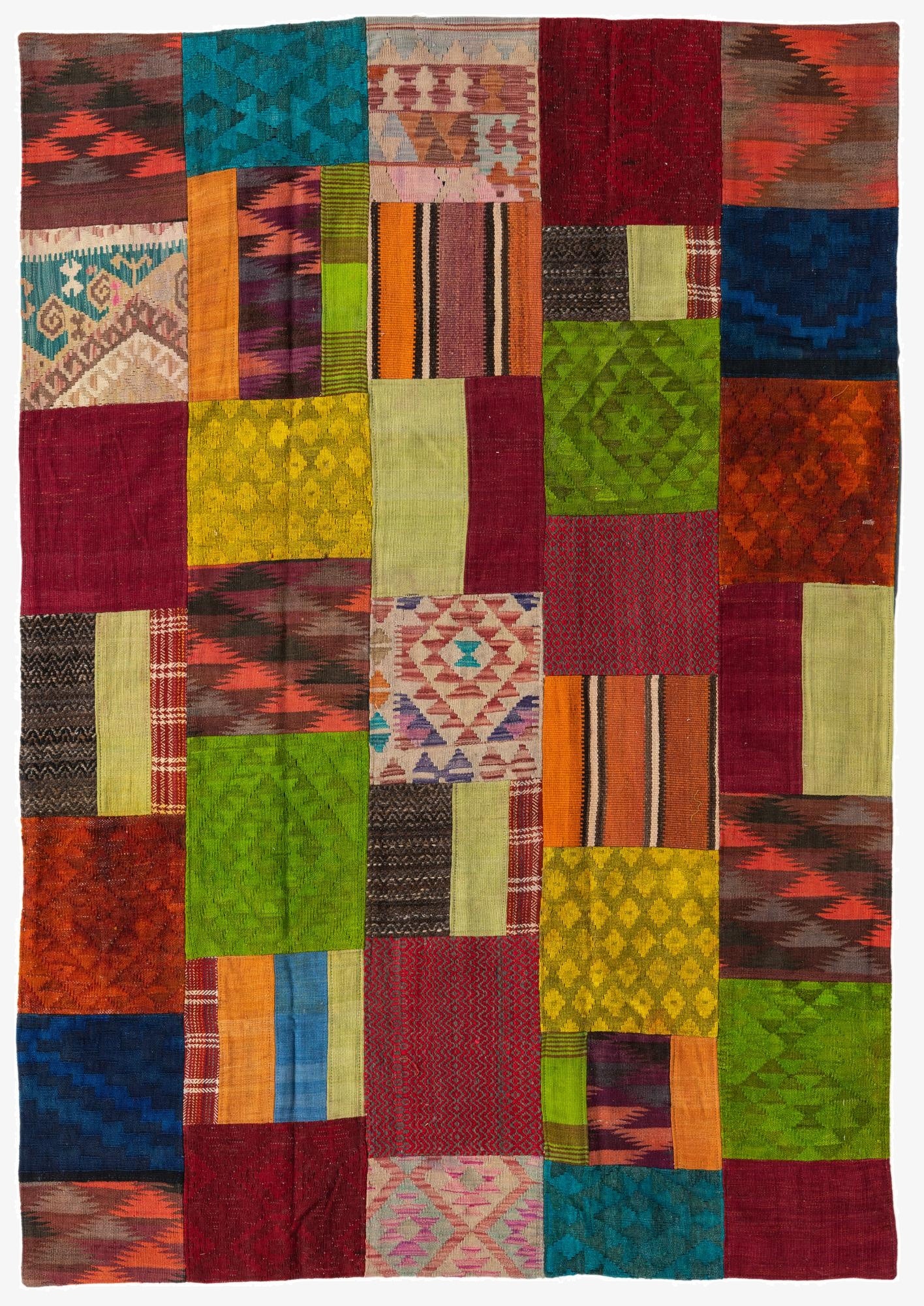  5' 7 x 8' 2  Hand Woven Kilim Patchwork Wool Rug