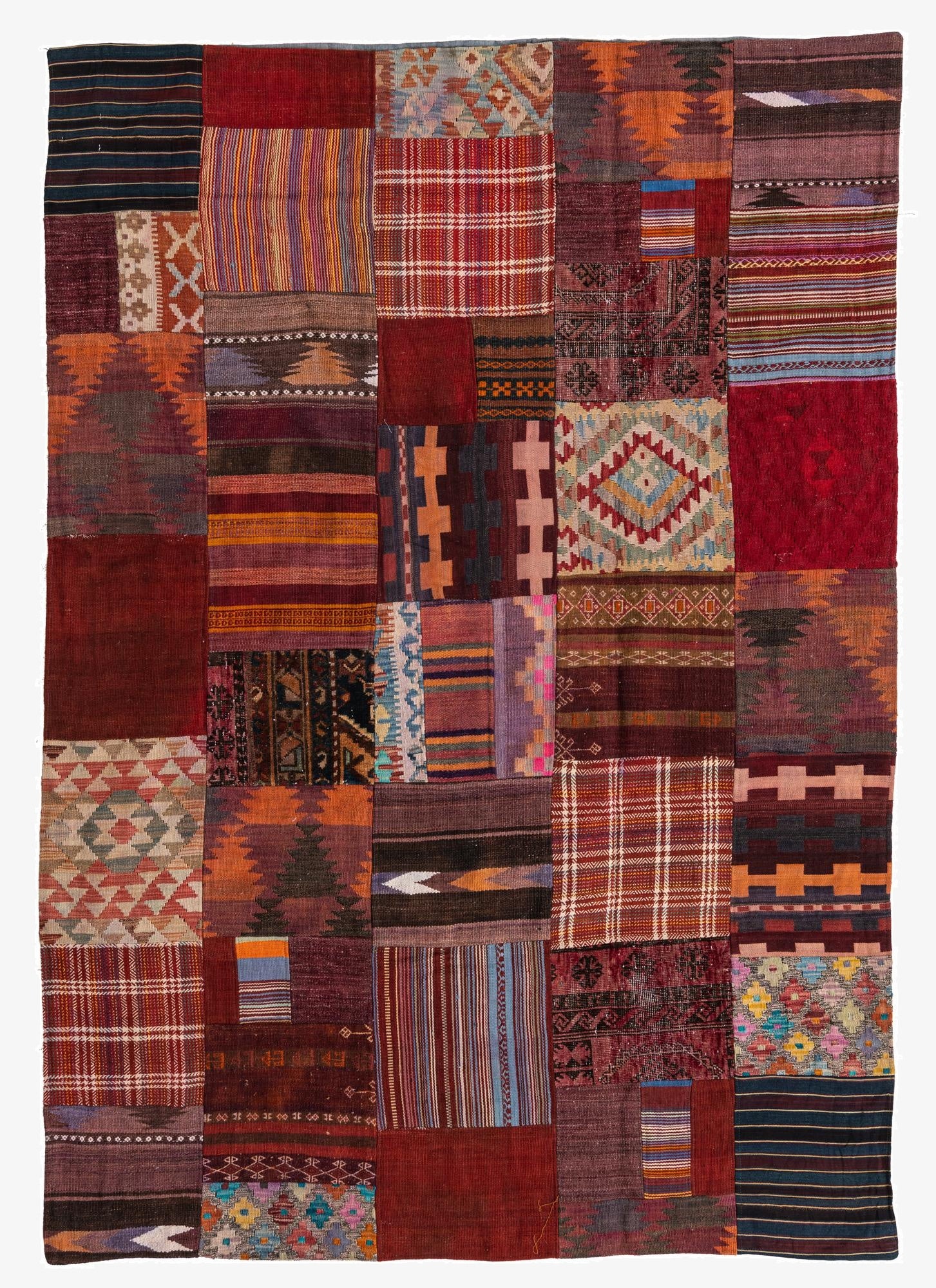  5' 7 x 8'  Hand Woven Kilim Patchwork Wool Rug