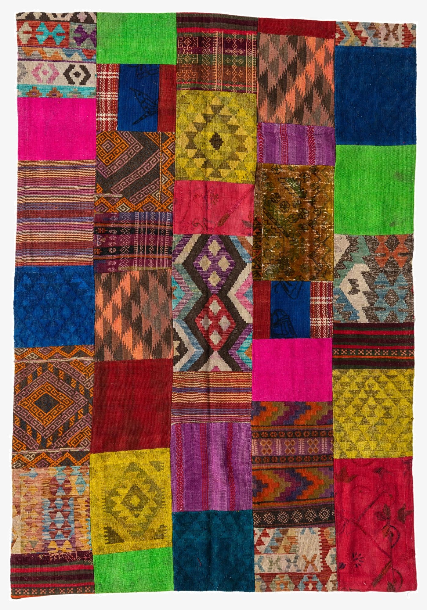  5' 5 x 7' 10  Hand Woven Kilim Patchwork Wool Rug