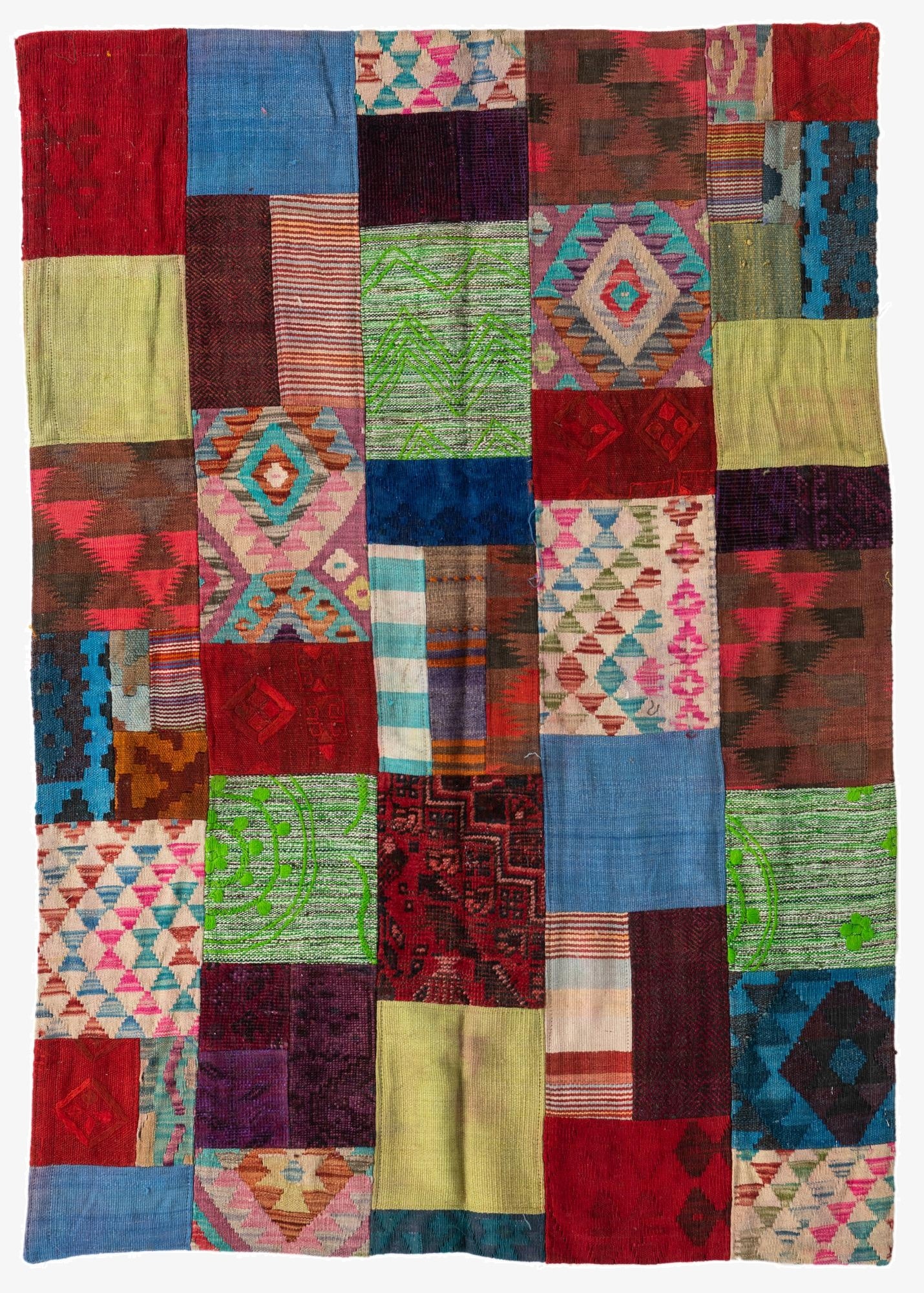  4' 3 x 6'  Hand Woven Kilim Patchwork Wool Rug