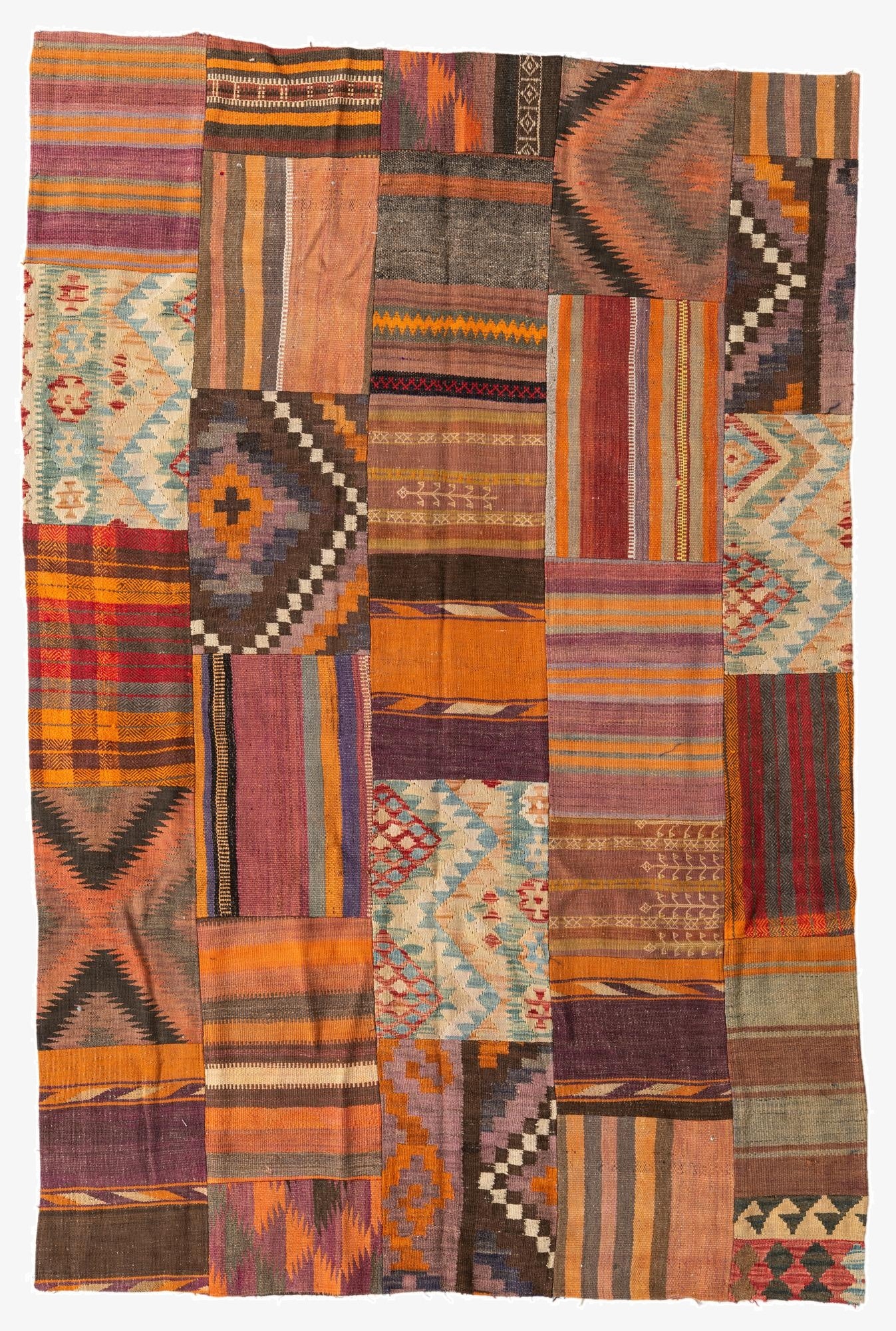  5' 3 x 7' 10  Hand Woven Kilim Patchwork Wool Rug