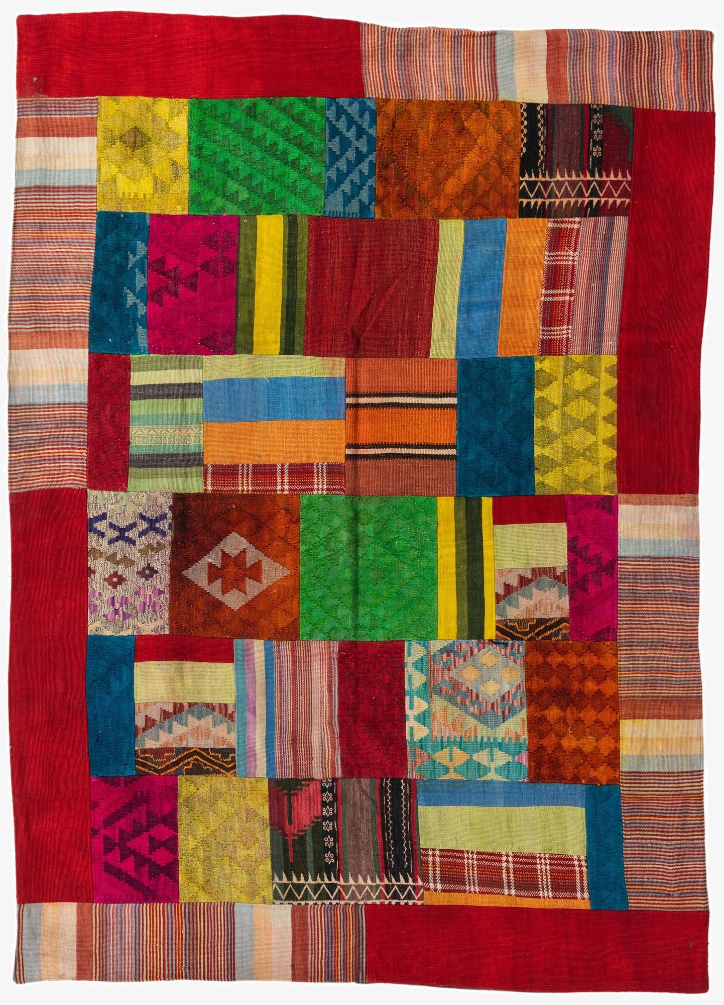  5' 8 x 8'  Hand Woven Kilim Patchwork Wool Rug