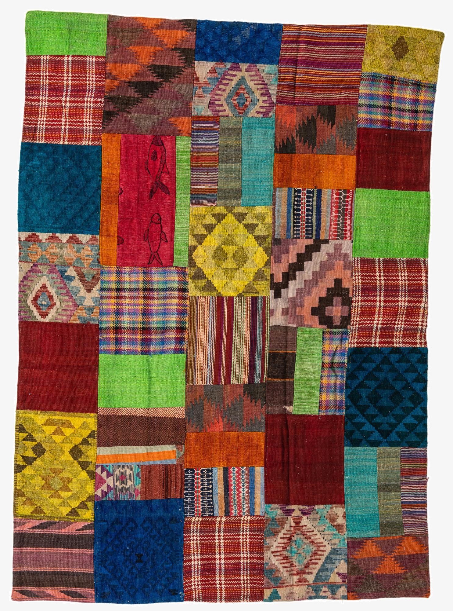  5' 7 x 8'  Hand Woven Kilim Patchwork Wool Rug